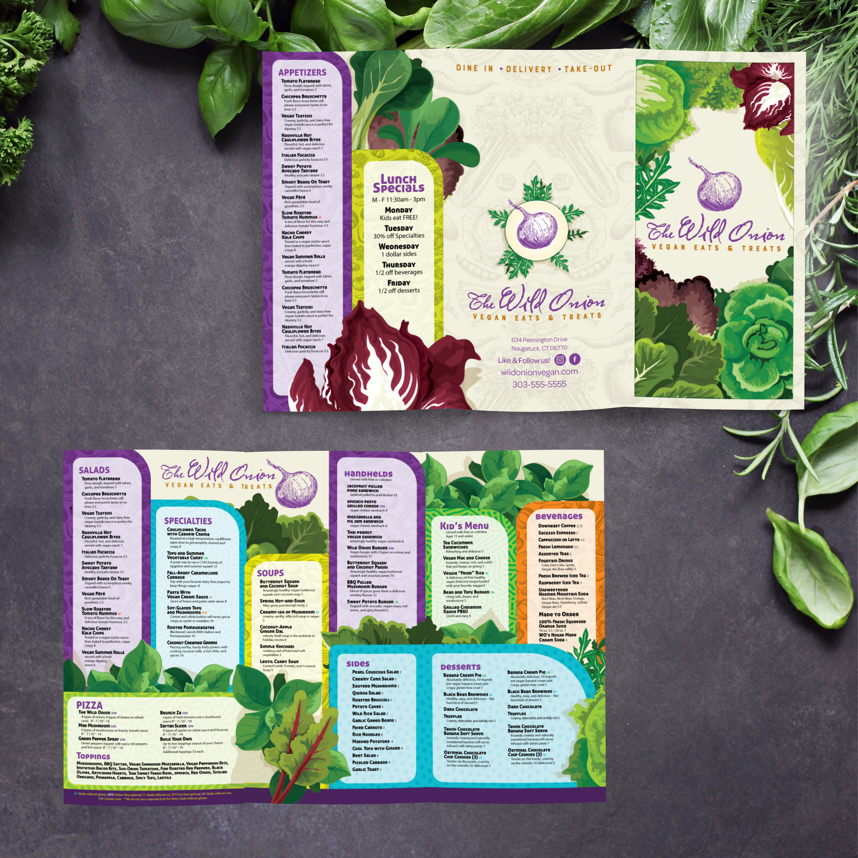 Wild Onion Vegan Template 11" x 17" Trifold - TerraSlate Inc.