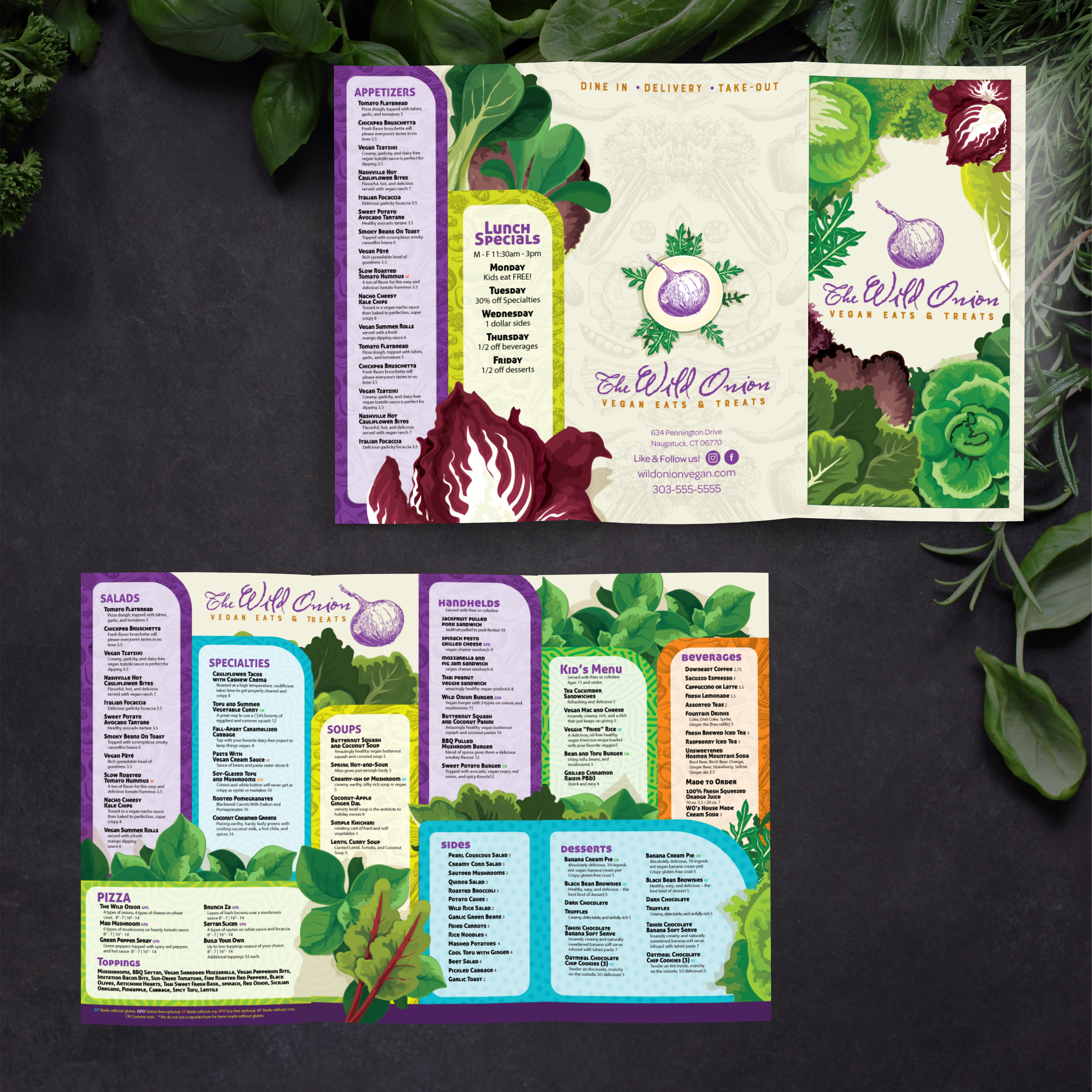 Wild Onion Vegan Template 11" x 17" Trifold - TerraSlate Inc.