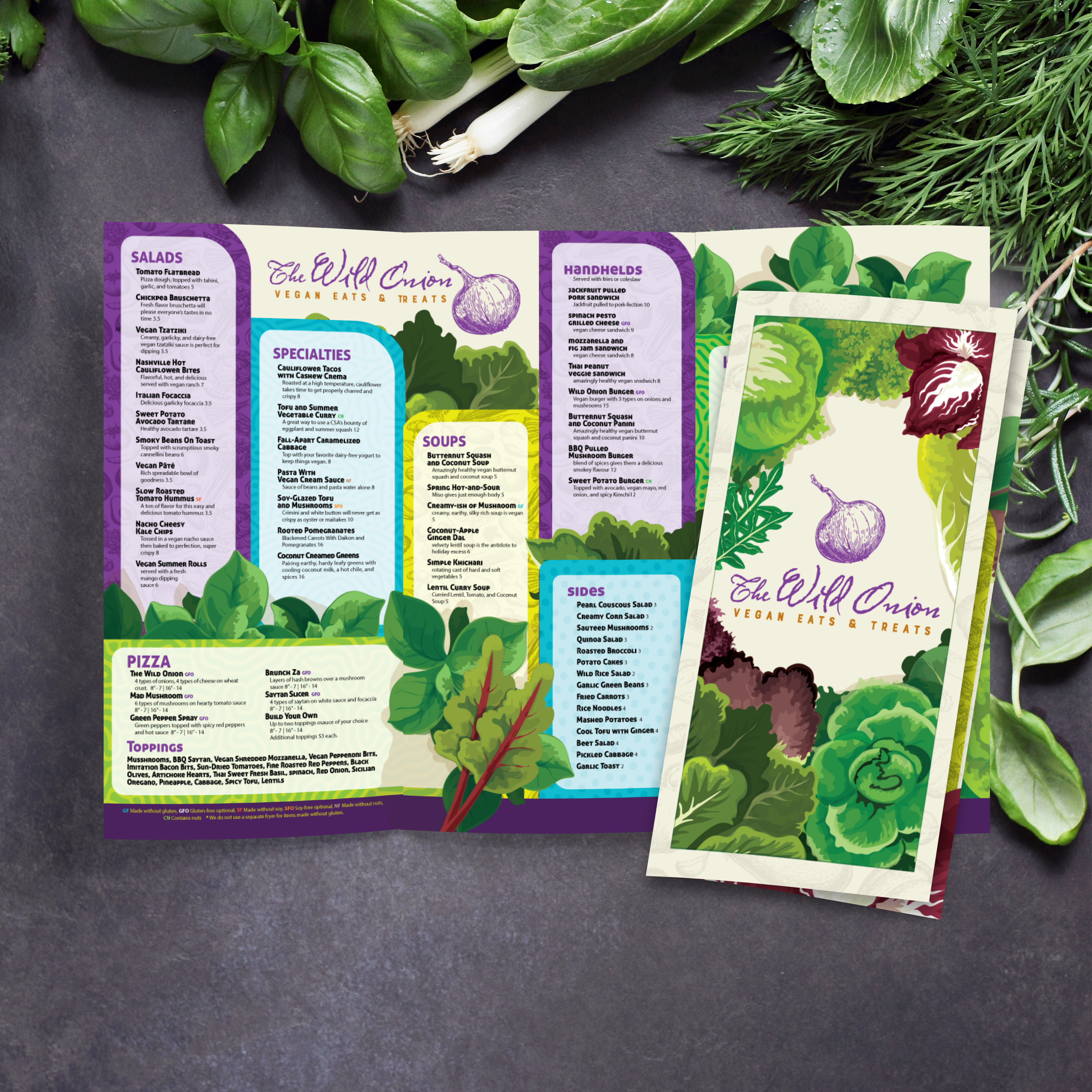 Wild Onion Vegan Template 12" x 18" Trifold - TerraSlate Inc.