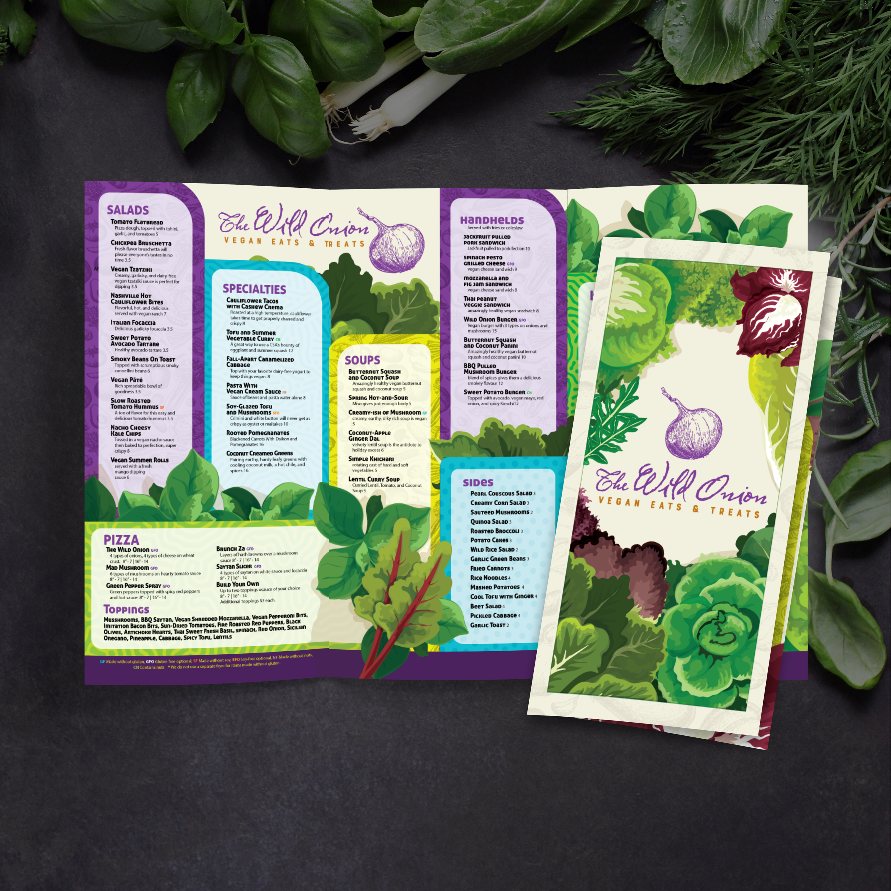 Wild Onion Vegan Template 12" x 18" Trifold - TerraSlate Inc.