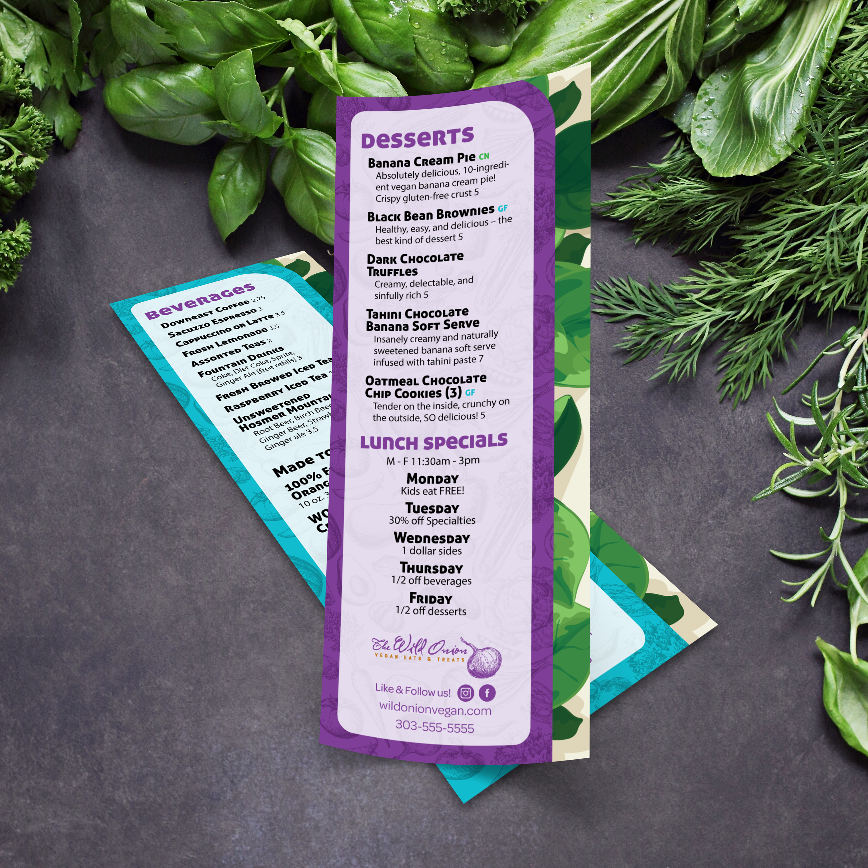 Wild Onion Vegan Template 4.25" x 11" - TerraSlate Inc.