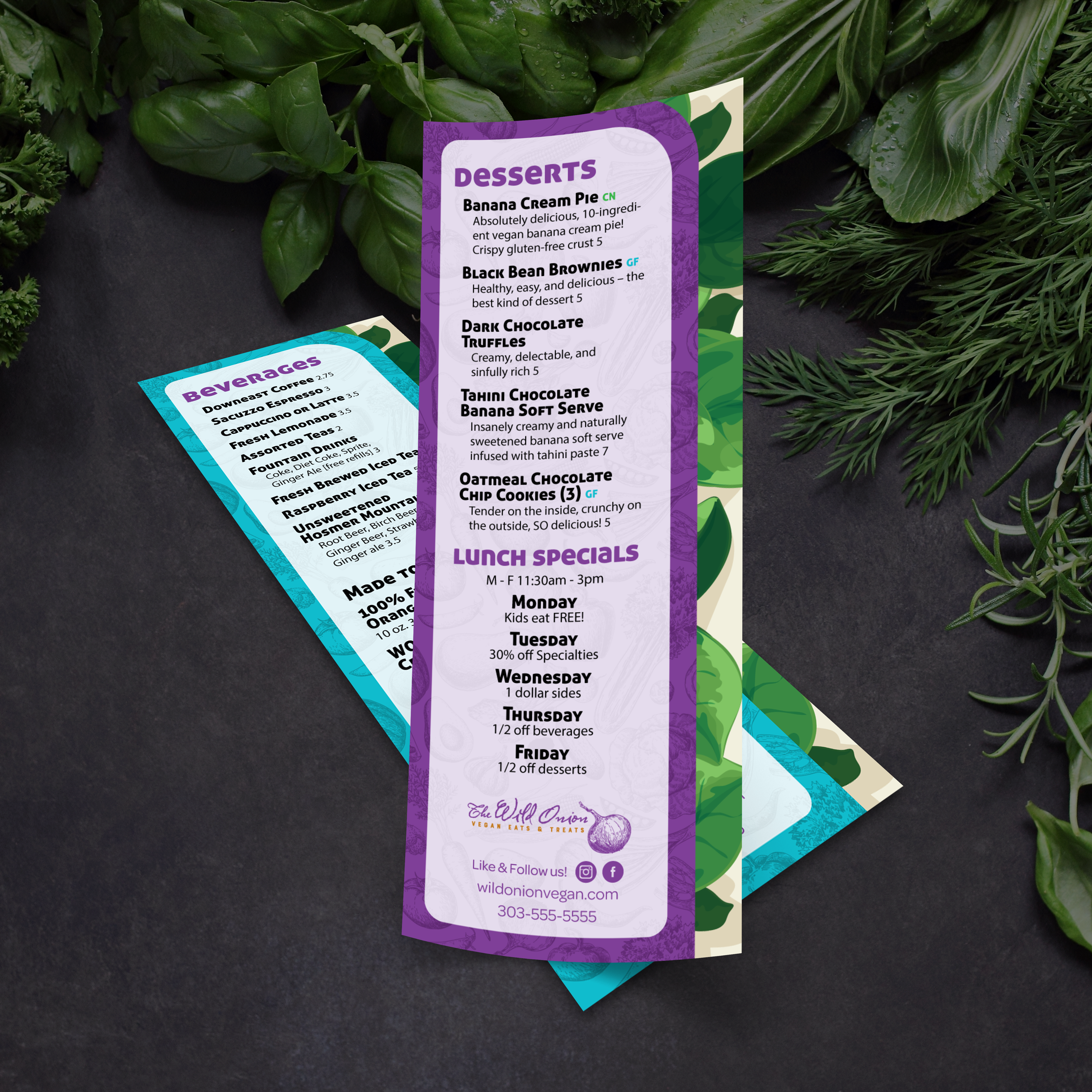 Wild Onion Vegan Template 4.25" x 11" - TerraSlate Inc.