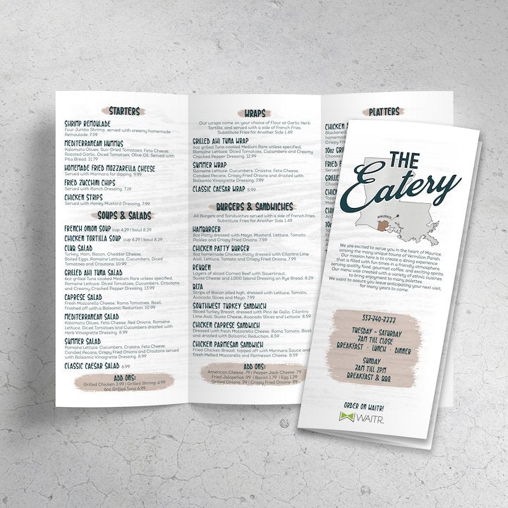 Takeout Menus, Disposable Menus & To-Go Menus - TerraSlate Inc.