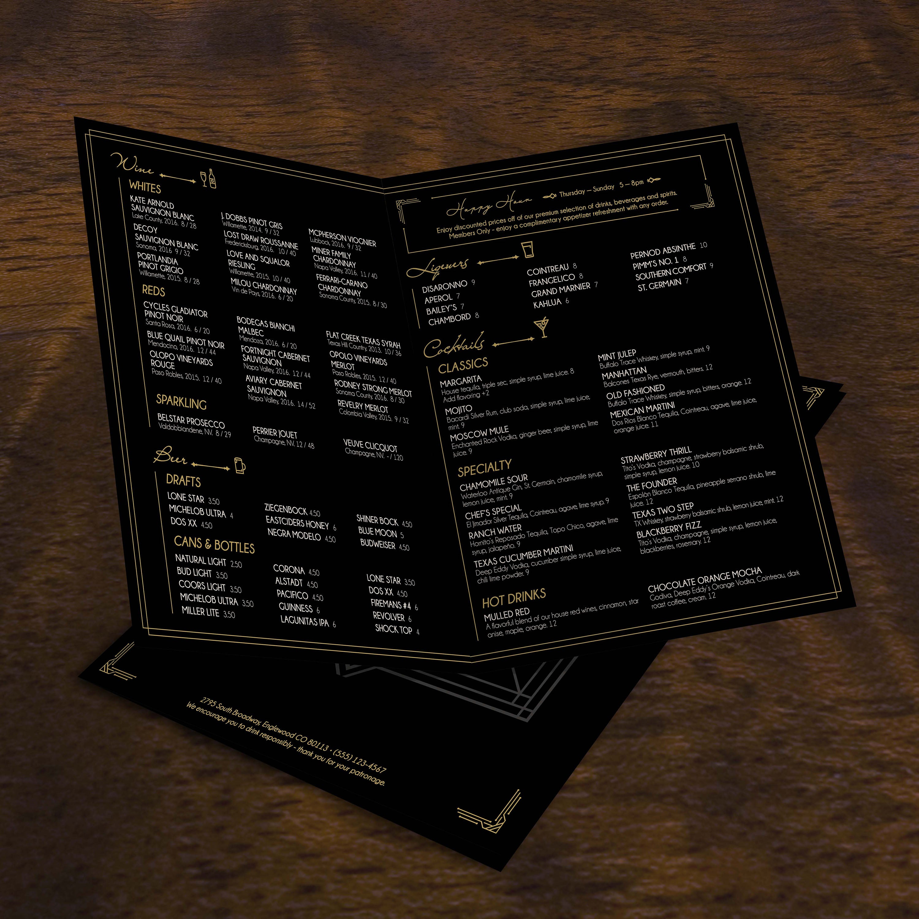 Bar & Lounge Template 11" x 17" Bifold - TerraSlate Inc.