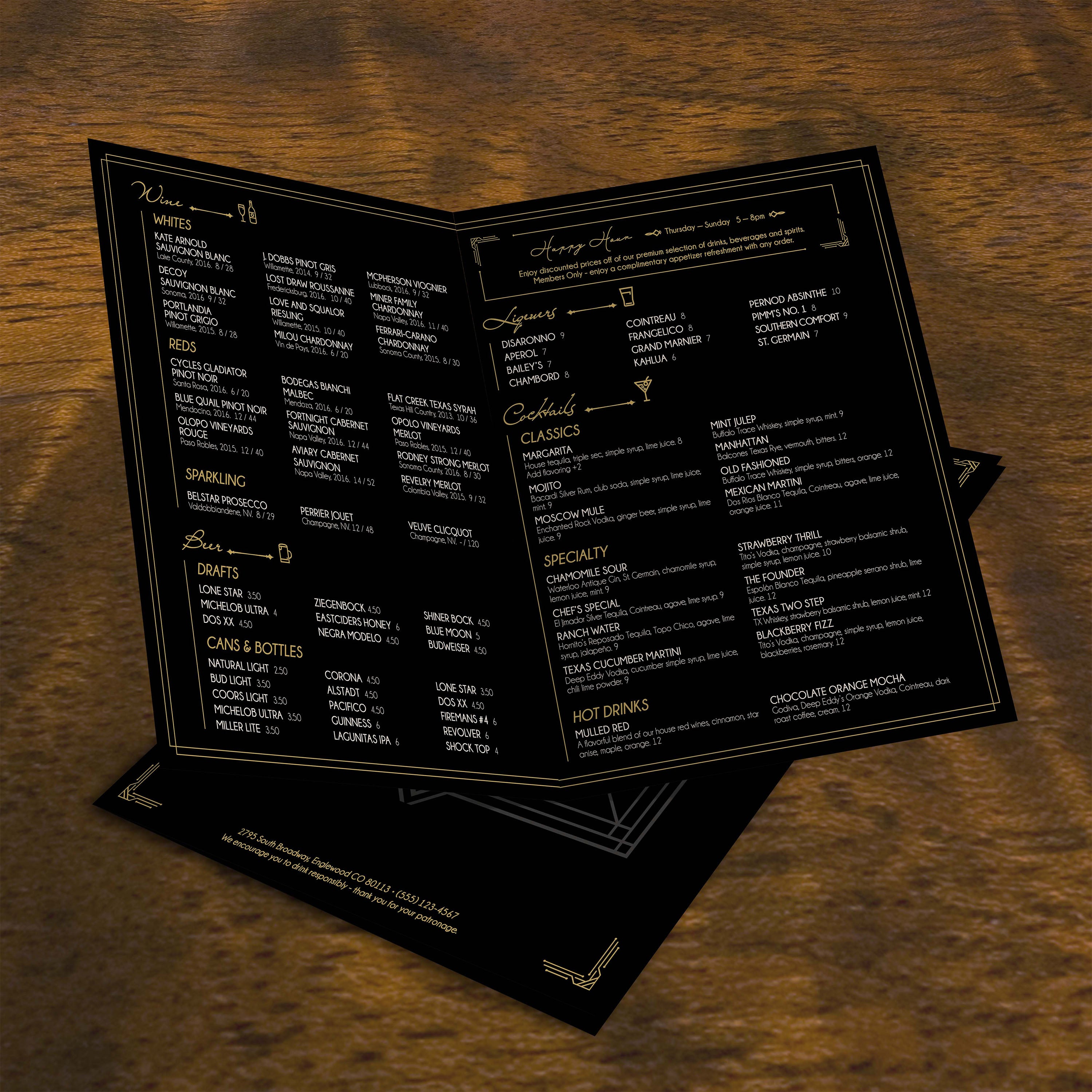 Bar & Lounge Template 11" x 17" Bifold - TerraSlate Inc.