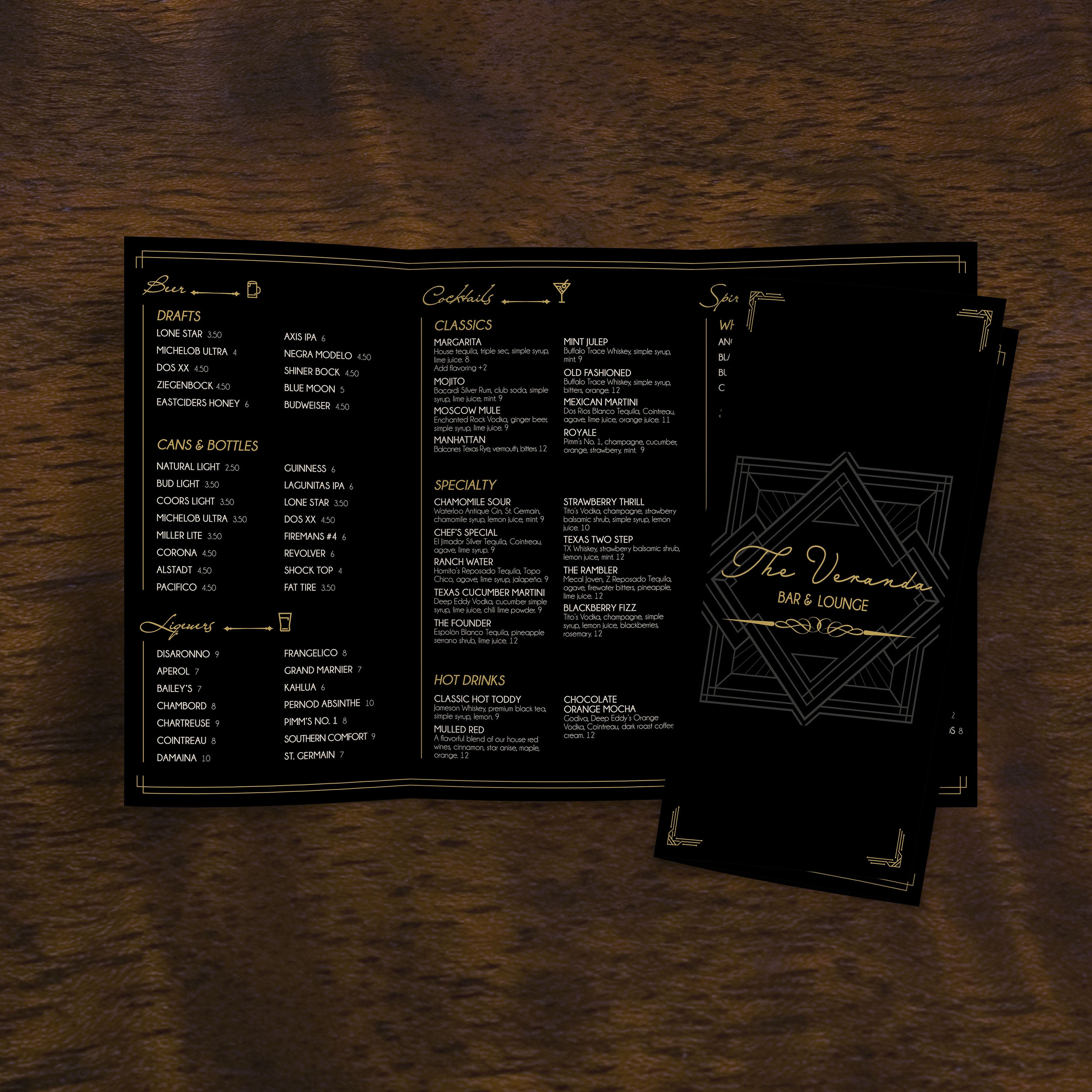 Bar & Lounge Template 11" x 17" Trifold - TerraSlate Inc.
