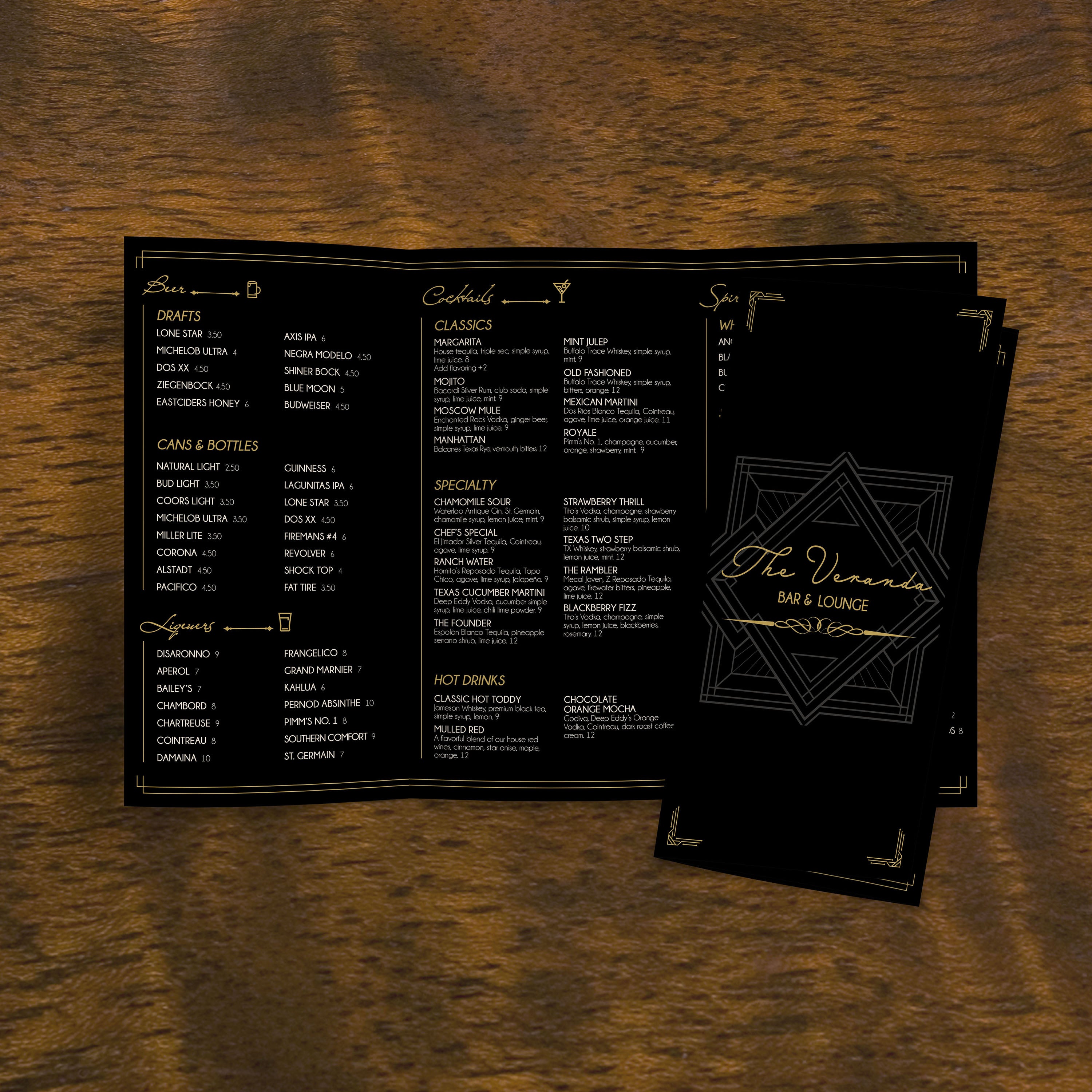 Bar & Lounge Template 11" x 17" Trifold - TerraSlate Inc.