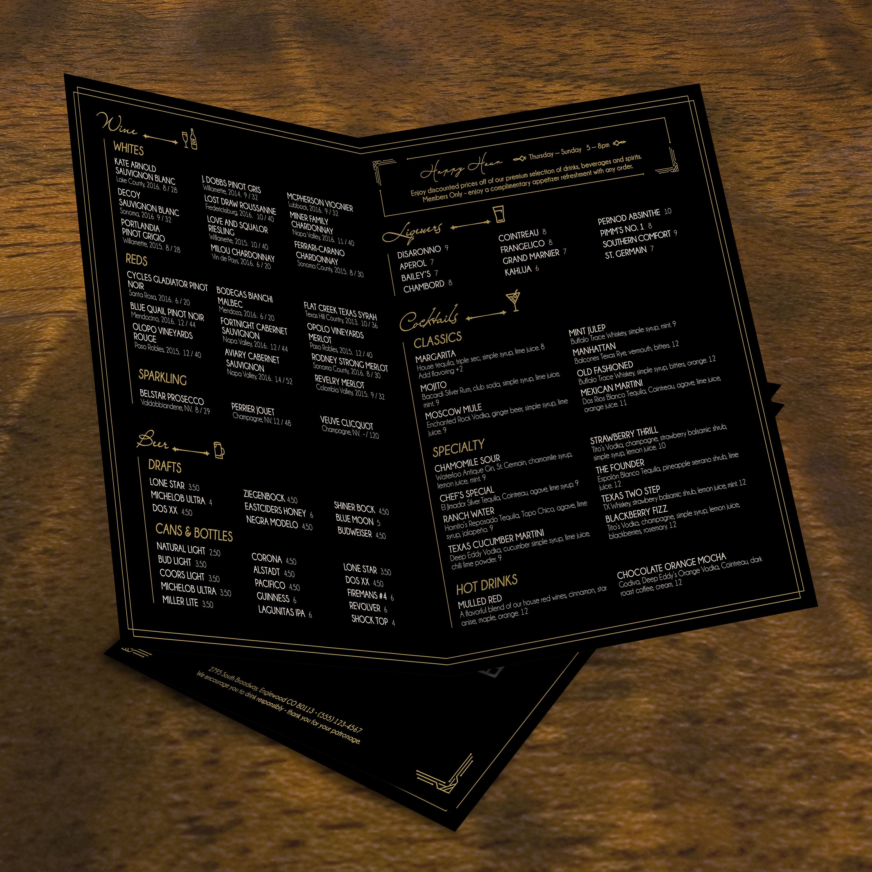 Bar & Lounge Template 12" x 18" Bifold - TerraSlate Inc.