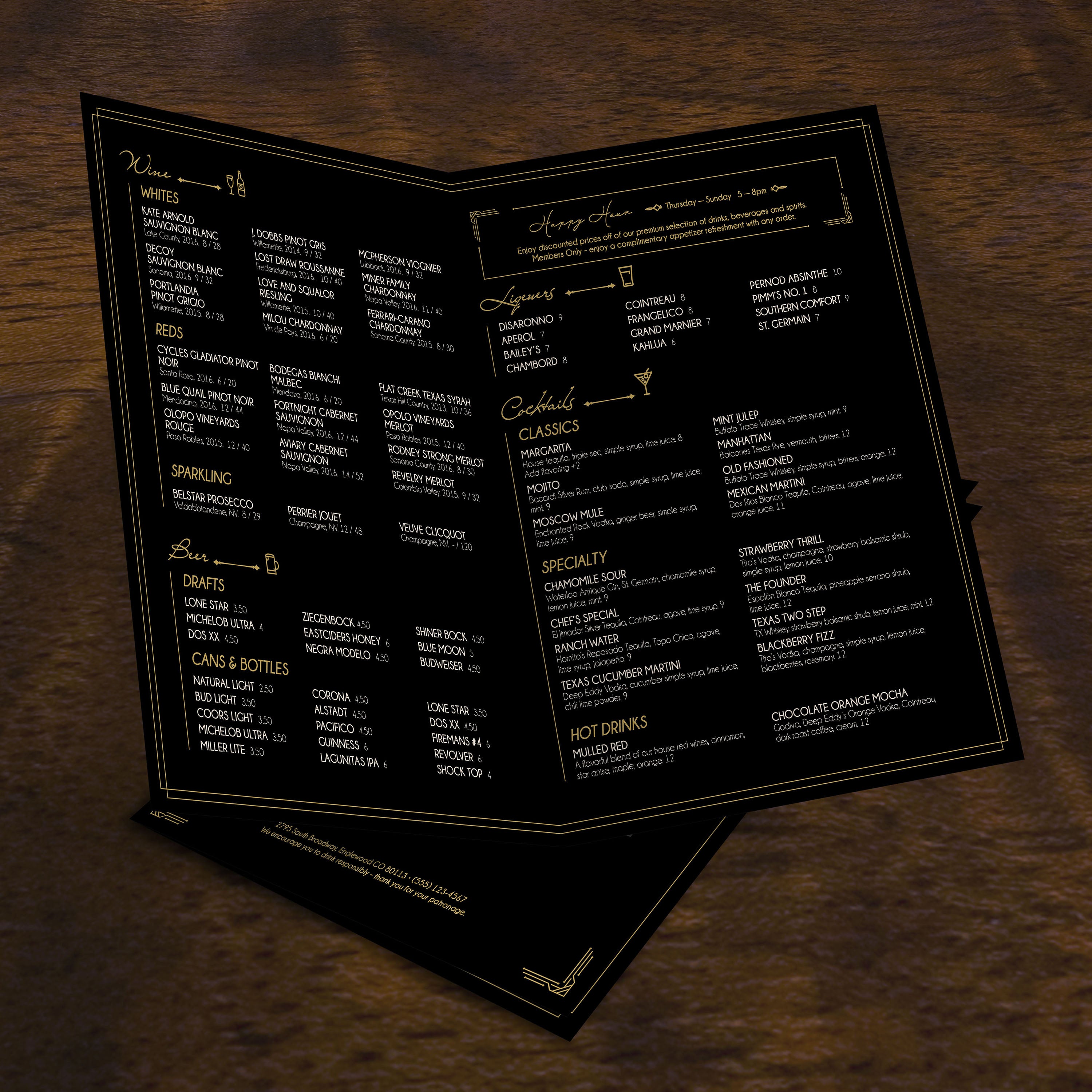 Bar & Lounge Template 13" x 19" Bifold - TerraSlate Inc.