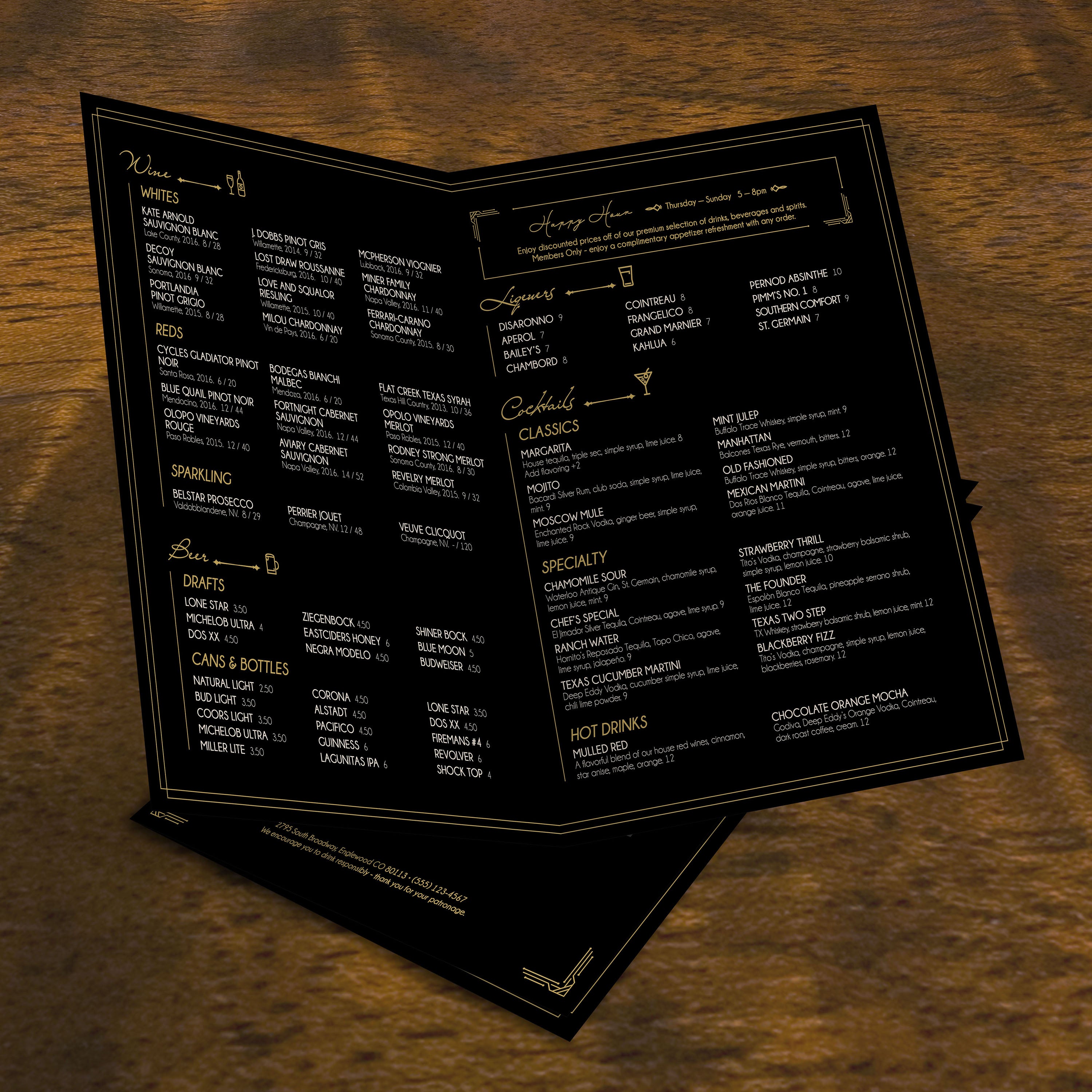 Bar & Lounge Template 13" x 19" Bifold - TerraSlate Inc.