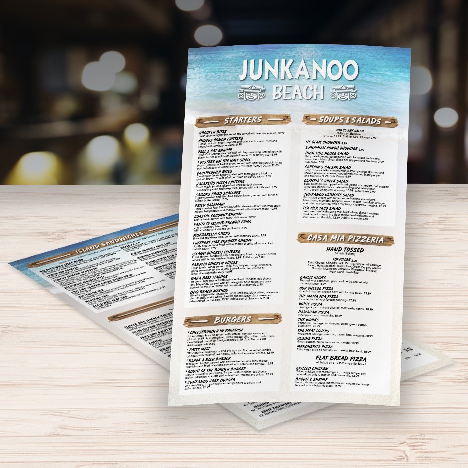 Waterproof Flat Table Menus 11" x 17” - TerraSlate Inc.