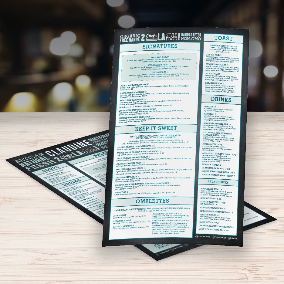 Waterproof Flat Table Menus Size A3 - TerraSlate Inc.