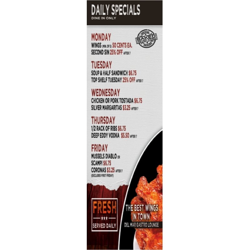 Waterproof Flat Table Menus 4.25" x 14" - TerraSlate Inc.
