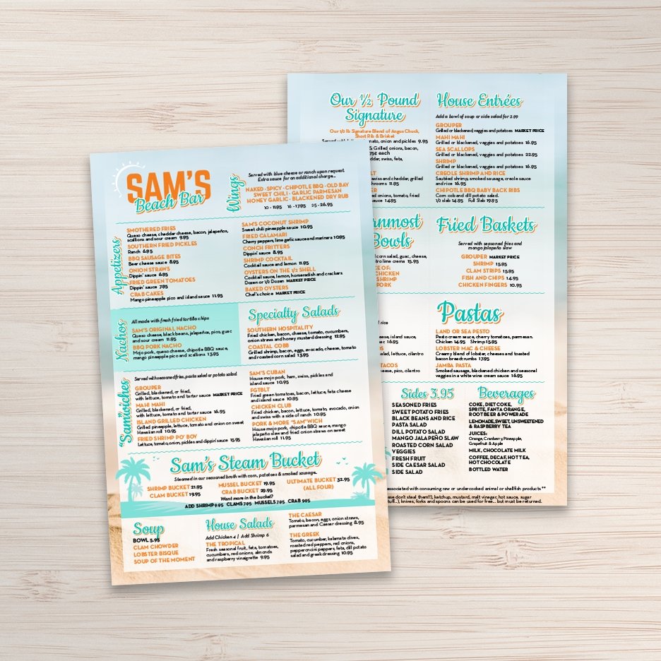 Waterproof Flat Table Menus Size A5 - TerraSlate Inc.
