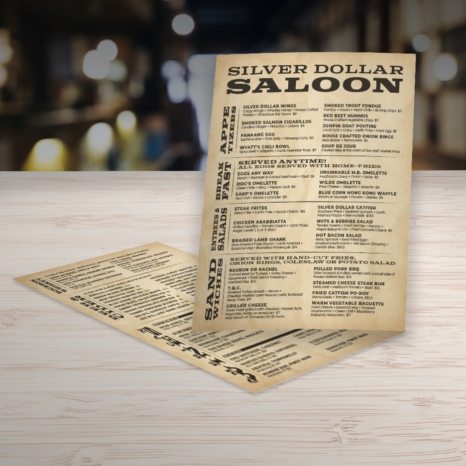 Waterproof Flat Table Menus Size A4 - TerraSlate Inc.