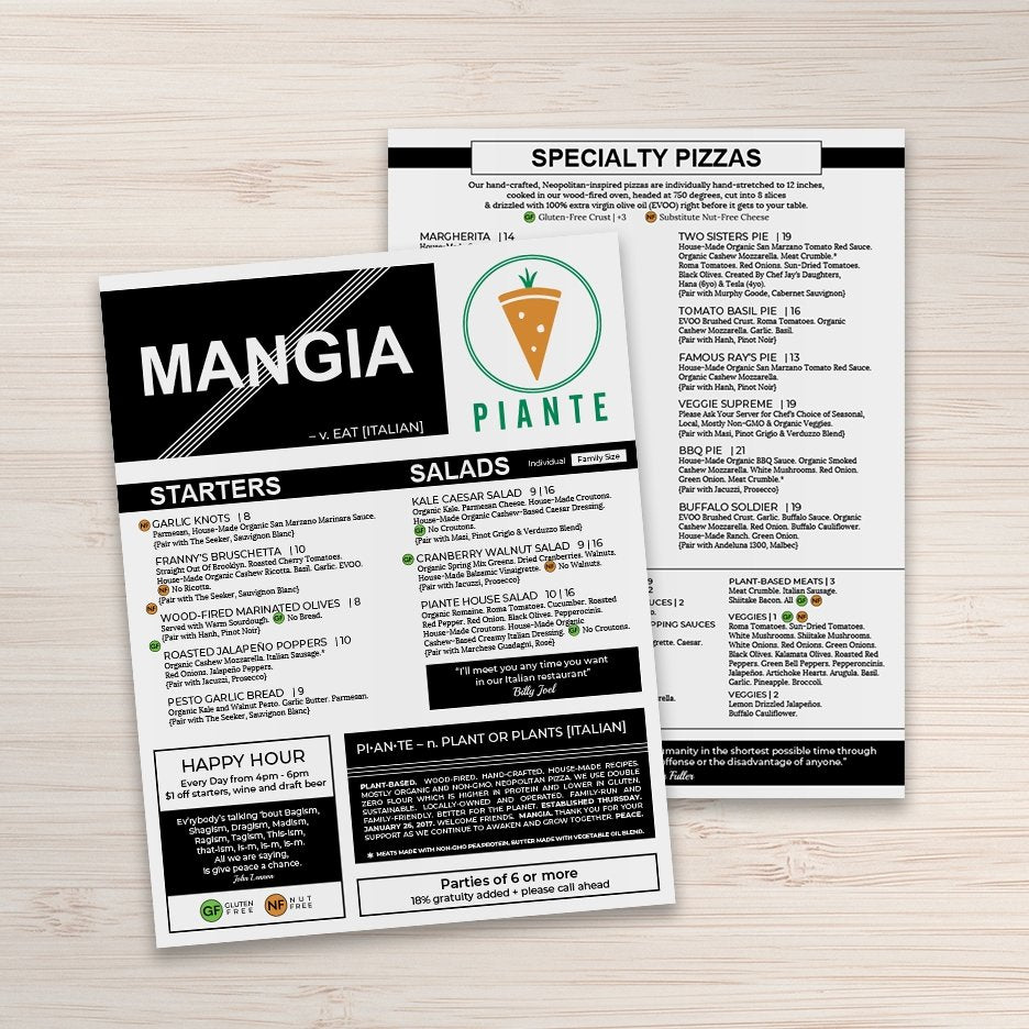 Waterproof Flat Table Menus Size A4 - TerraSlate Inc.