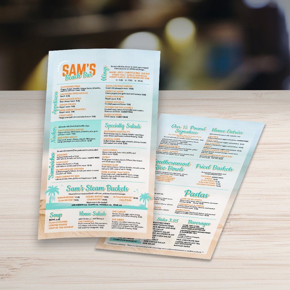Waterproof Flat Table Menus 8.5" x 14” - TerraSlate Inc.