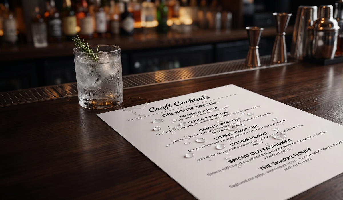 Waterproof Cocktail Menu Printing Solutions for Bars and Lounges