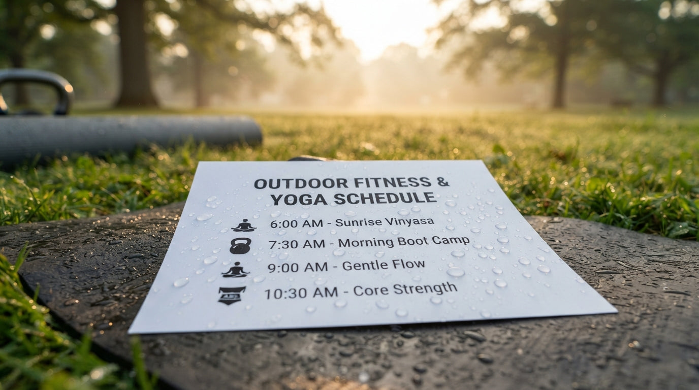 Waterproof Paper For Outdoor Yoga And Fitness Class Schedules