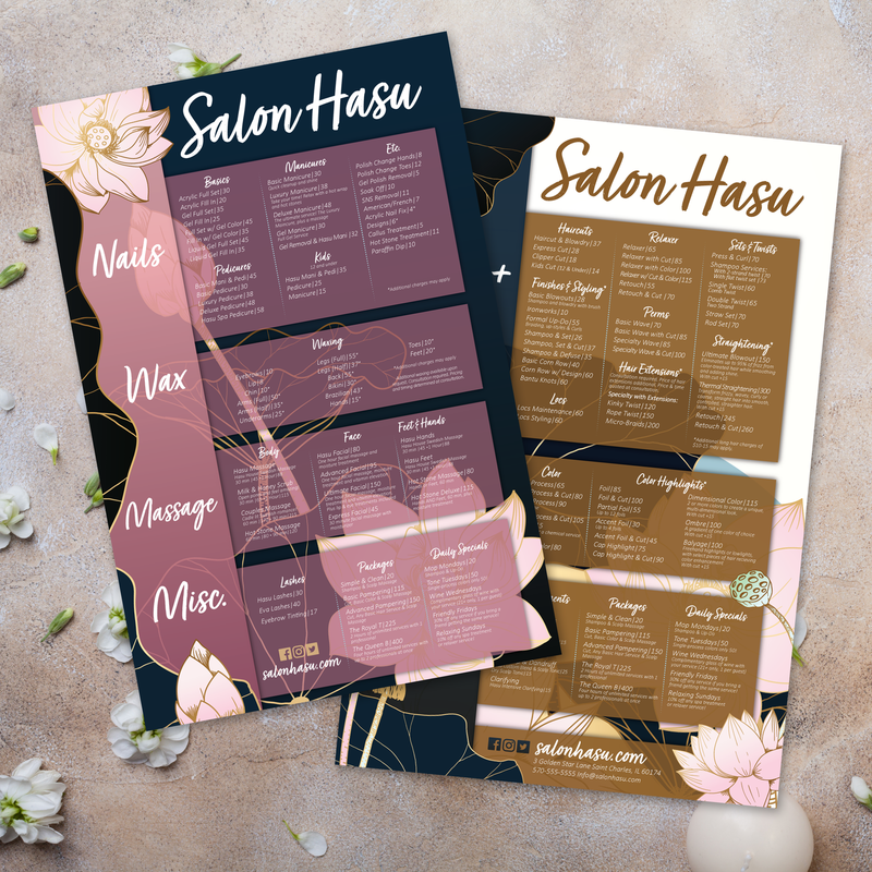 Salon Menu Templates
