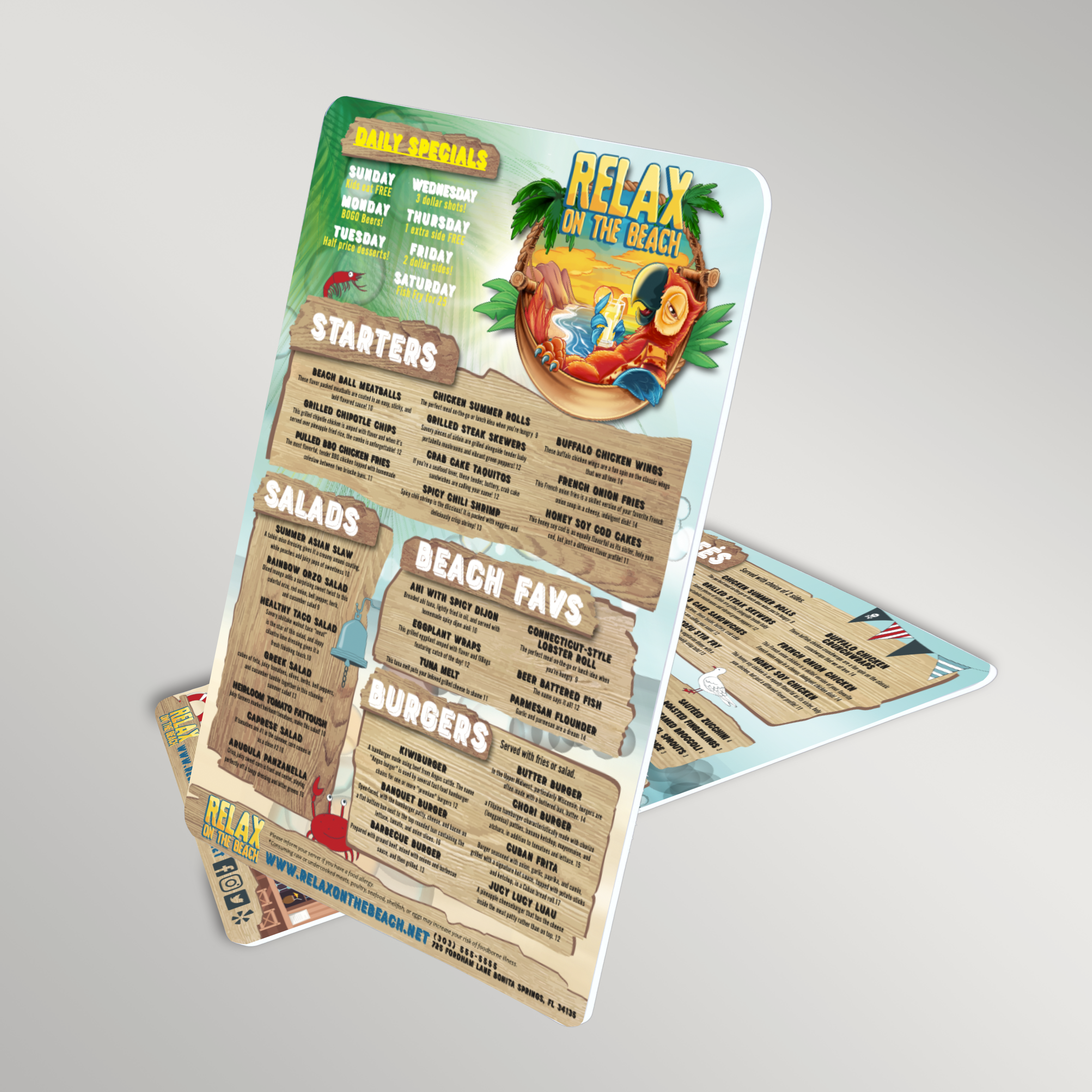Pack d'échantillons de menus imperméables