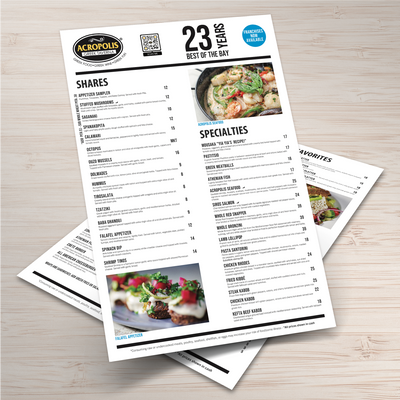 Menu Dimensions