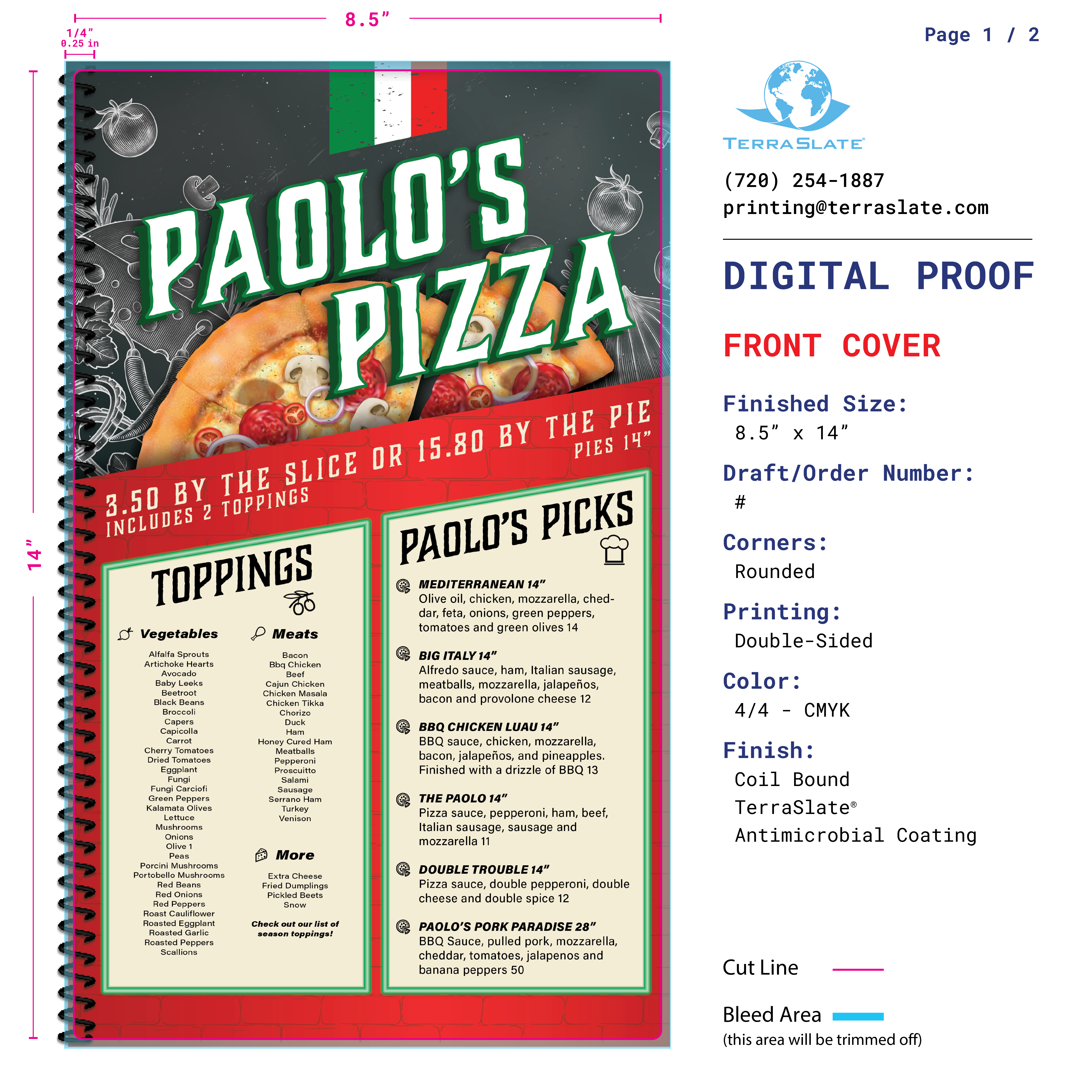 Waterproof Restaurant Menu Printing | TerraSlate Paper