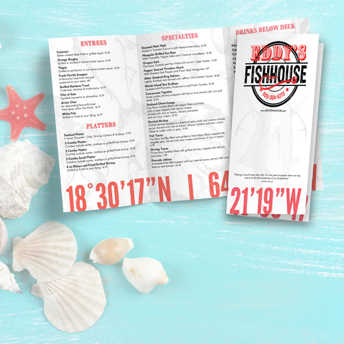 11" x 17" Tri-Fold Waterproof Menus
