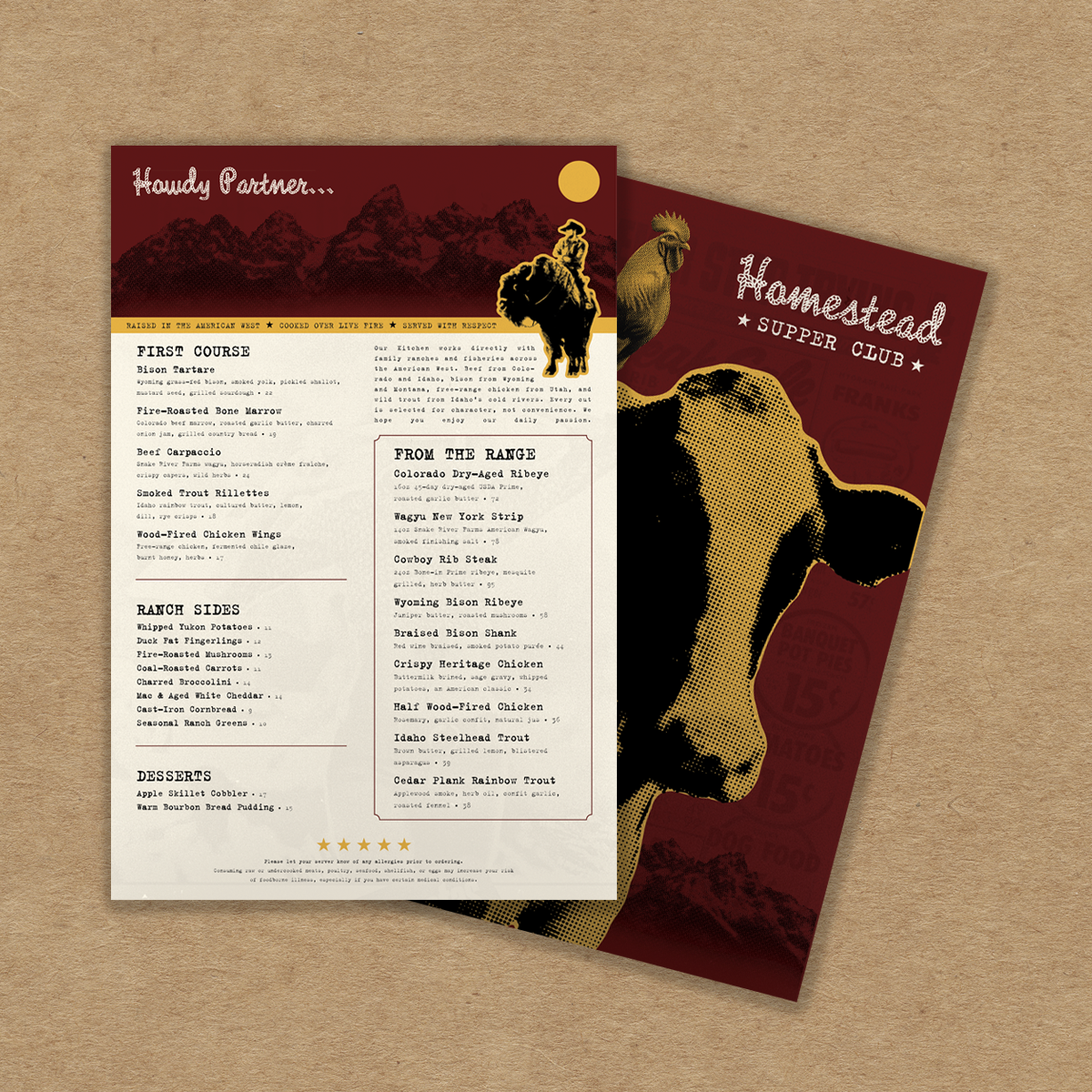 Upscale Western Steakhouse Menu Template - 12" x 18"