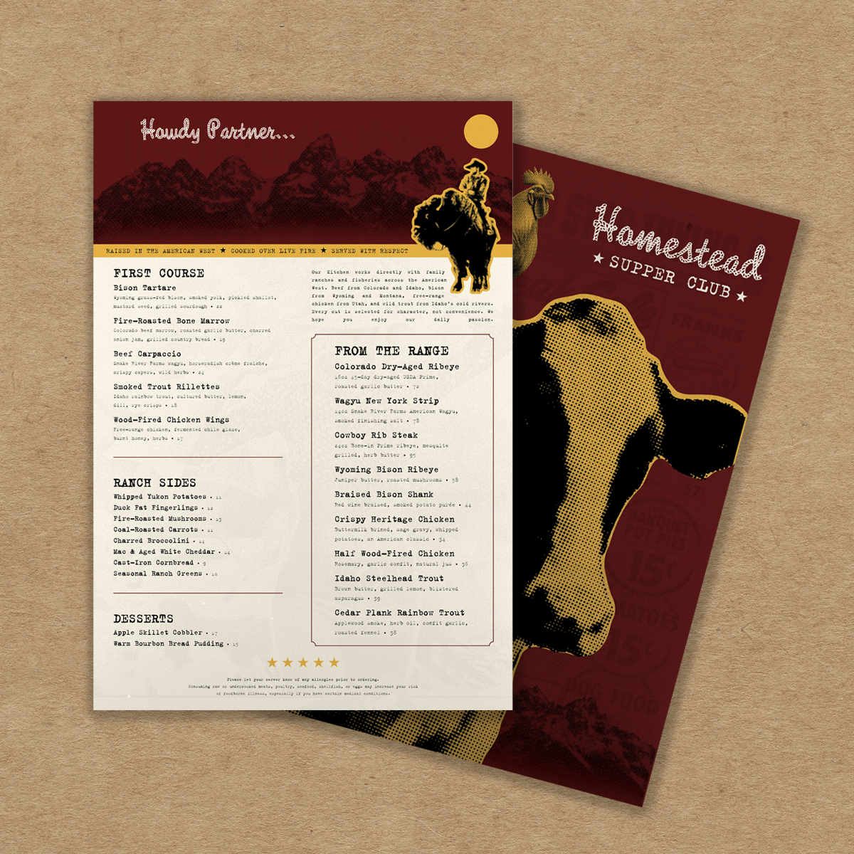 Upscale Western Steakhouse Menu Template - 13" x 19"