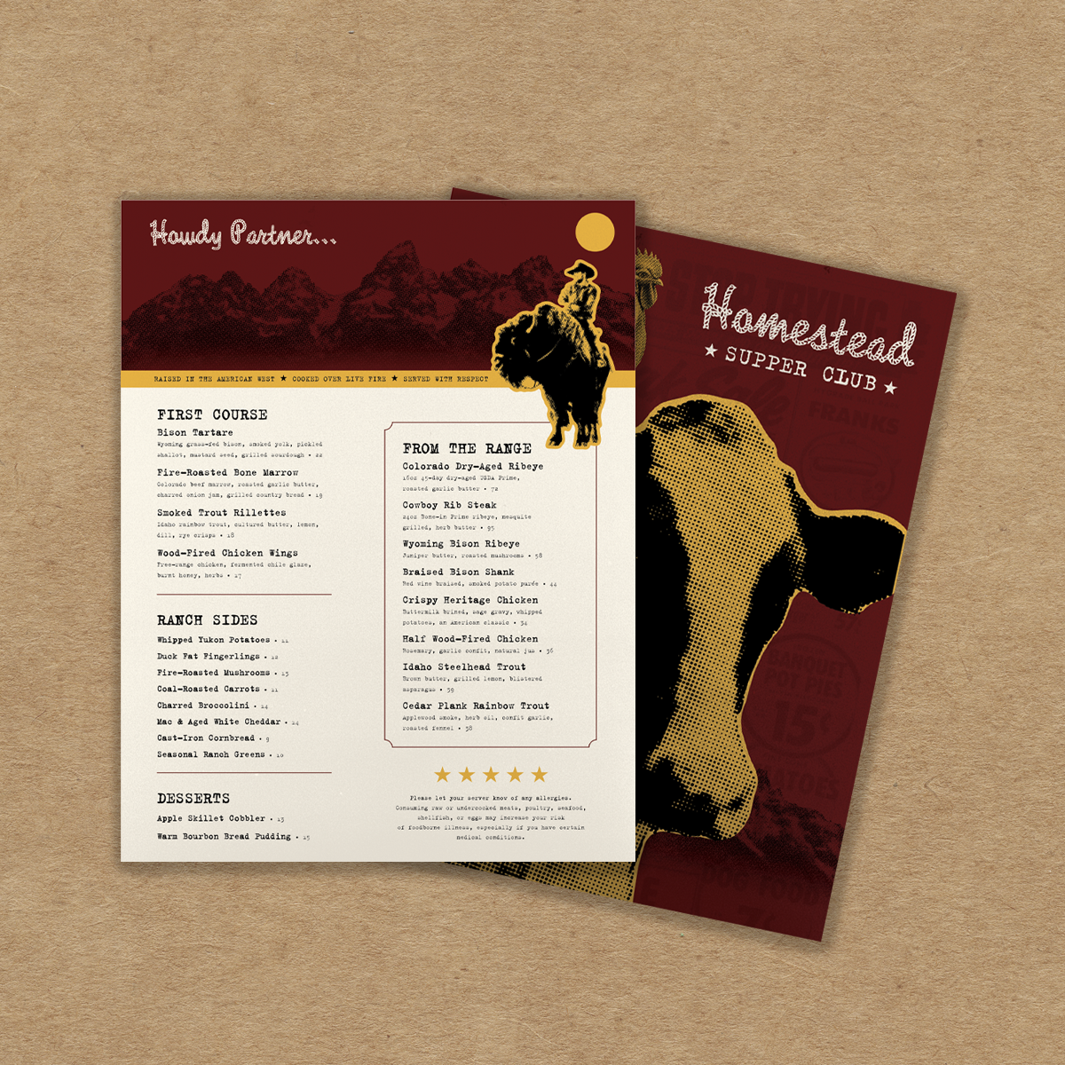 Upscale Western Steakhouse Menu Template - 8.5" x 11"