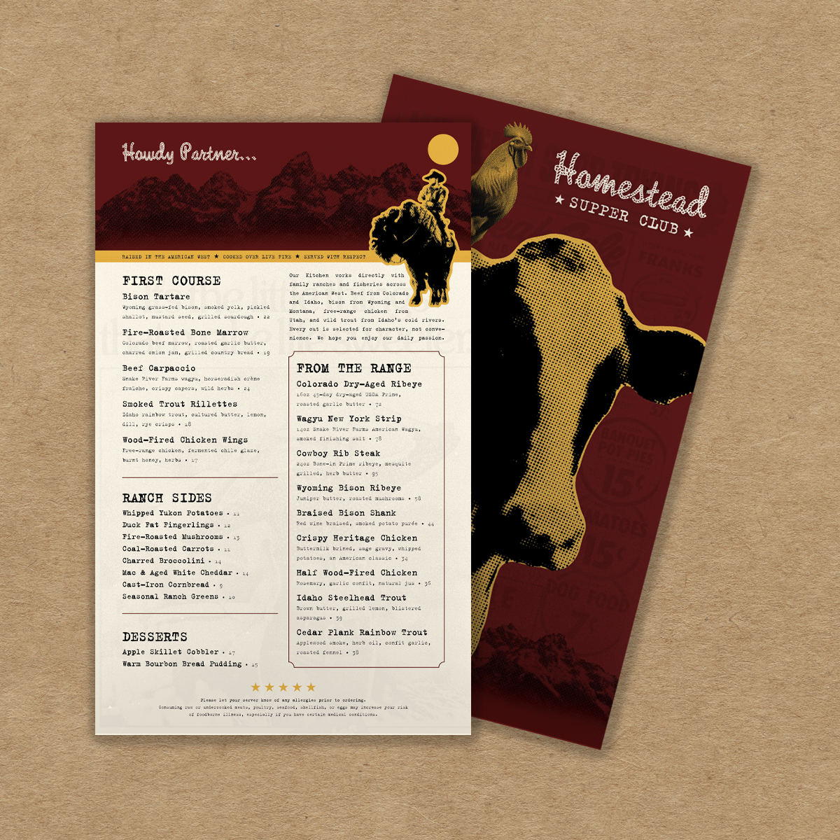 Upscale Western Steakhouse Menu Template - 11" x 17"