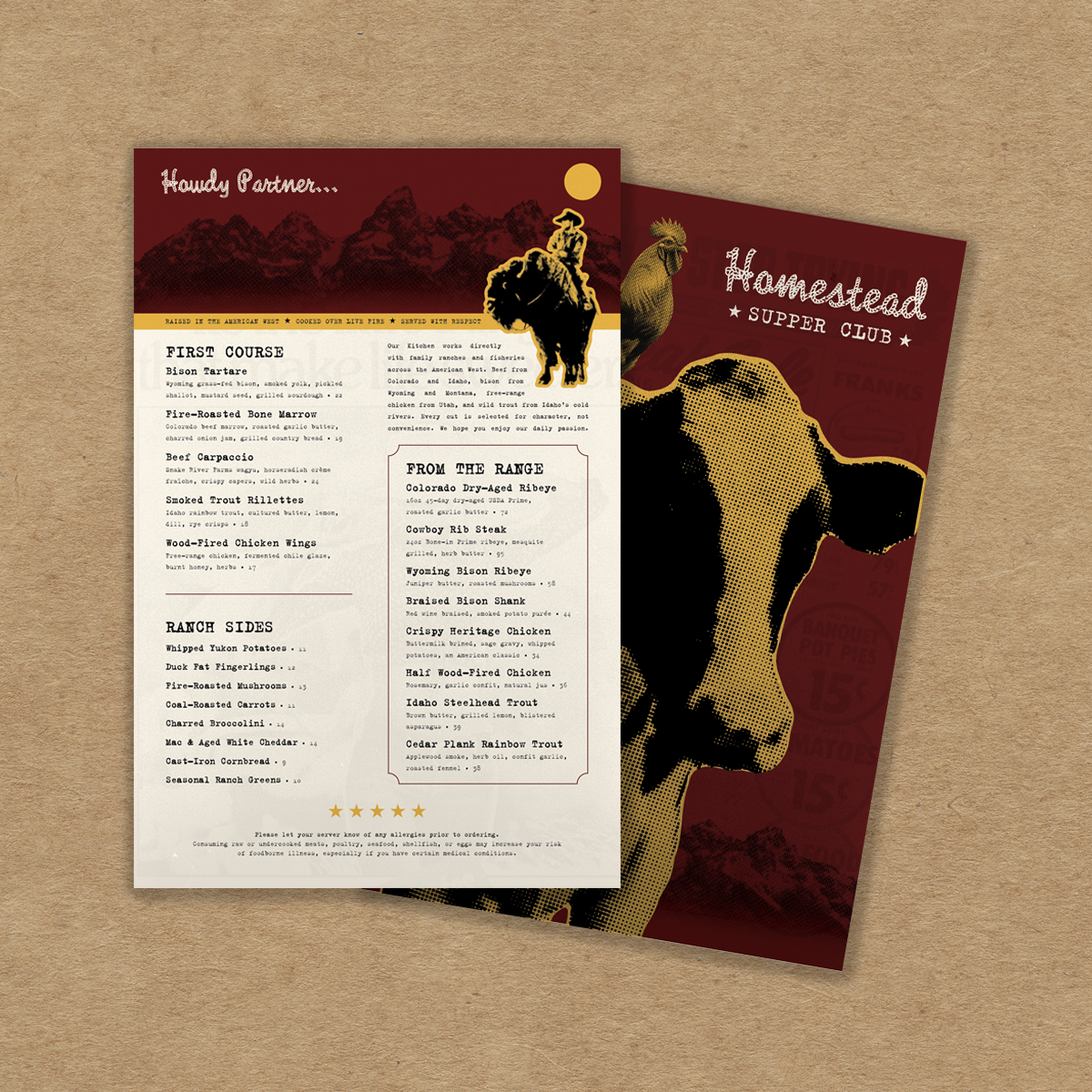 Upscale Western Steakhouse Menu Template - 5.5" x 8.5"