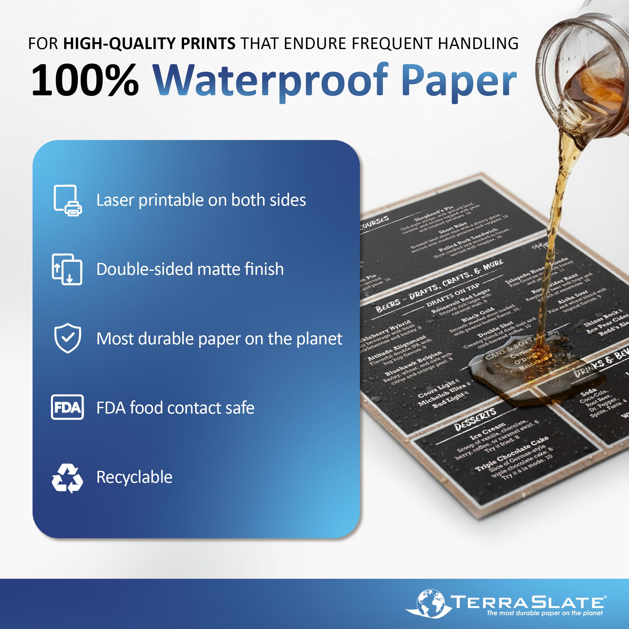 5 Mil Waterproof Copy Paper 8.5" x 11" Letter Size