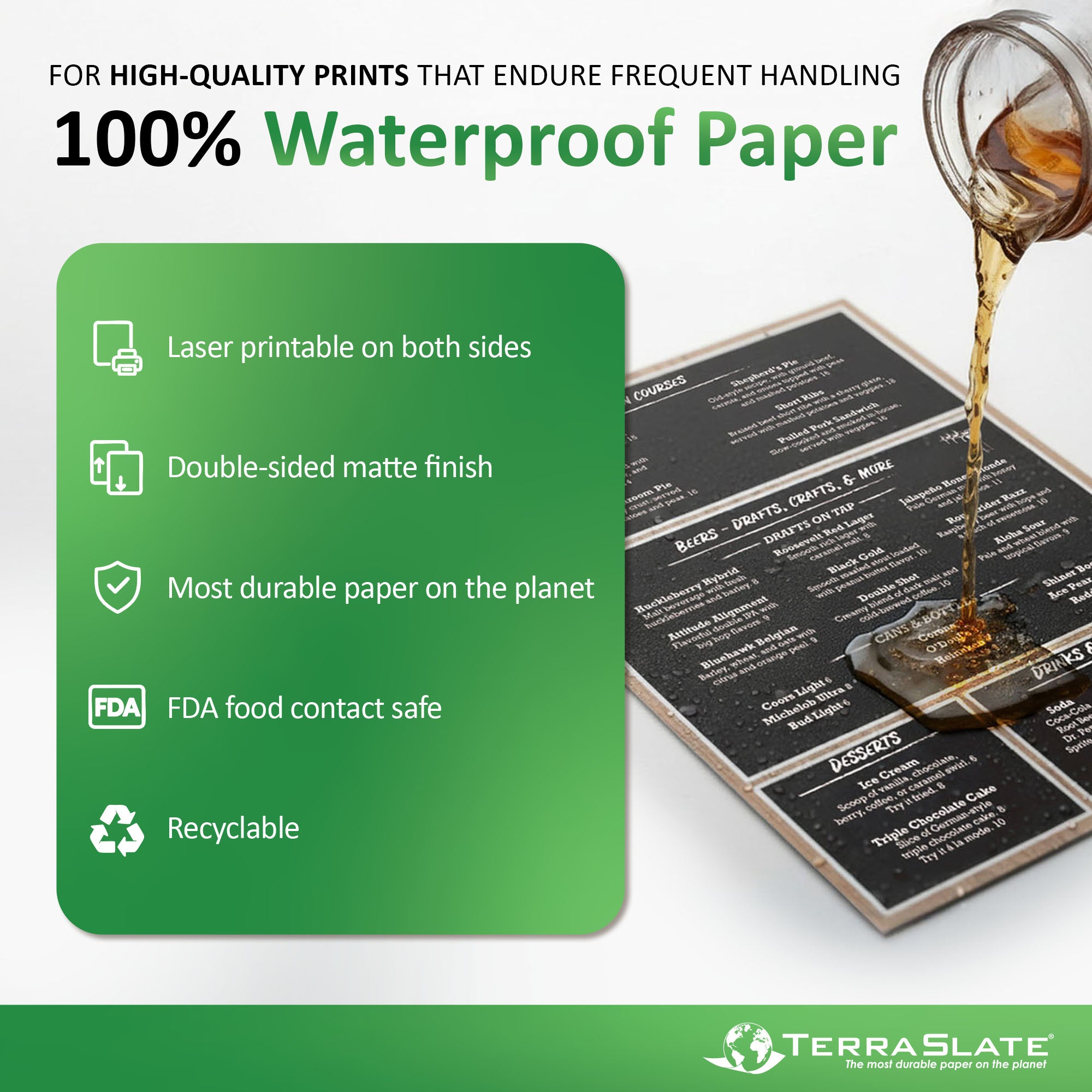 Papier de copie imperméable 10 mil A4 210 x 297 mm 