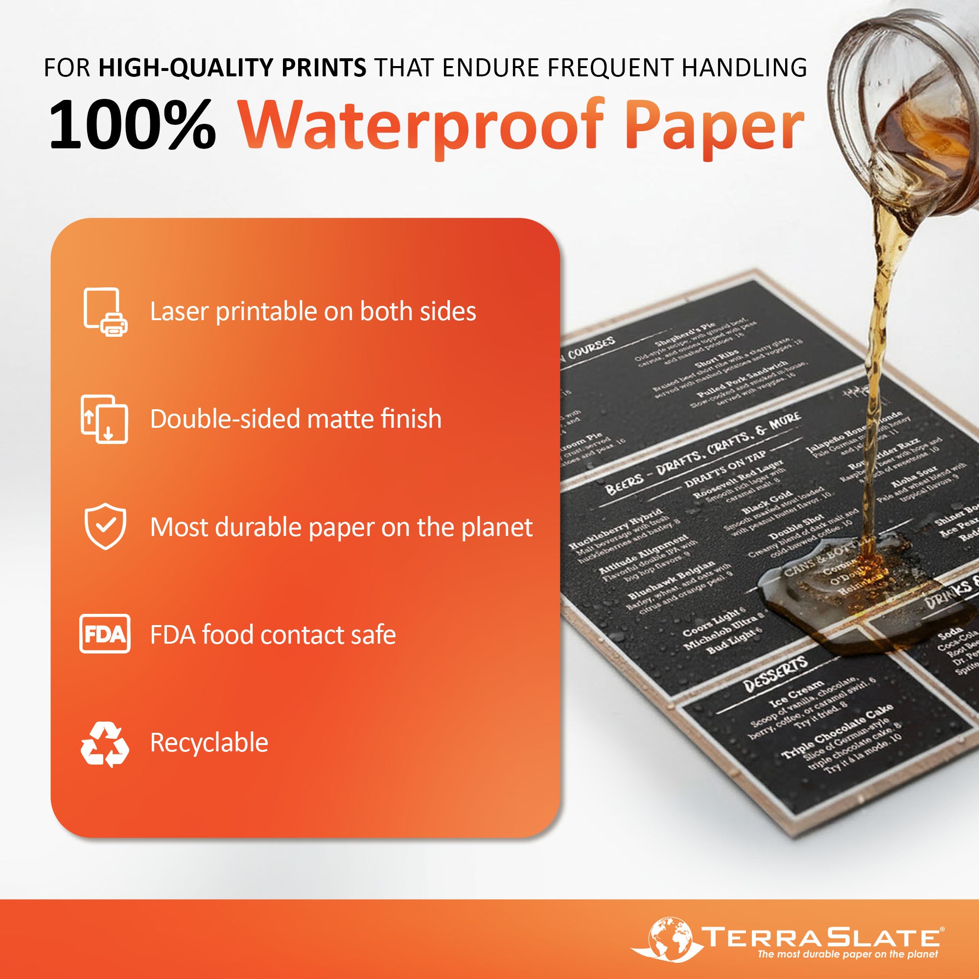 8 Mil Waterproof Copy Paper A4 210 x 297 mm