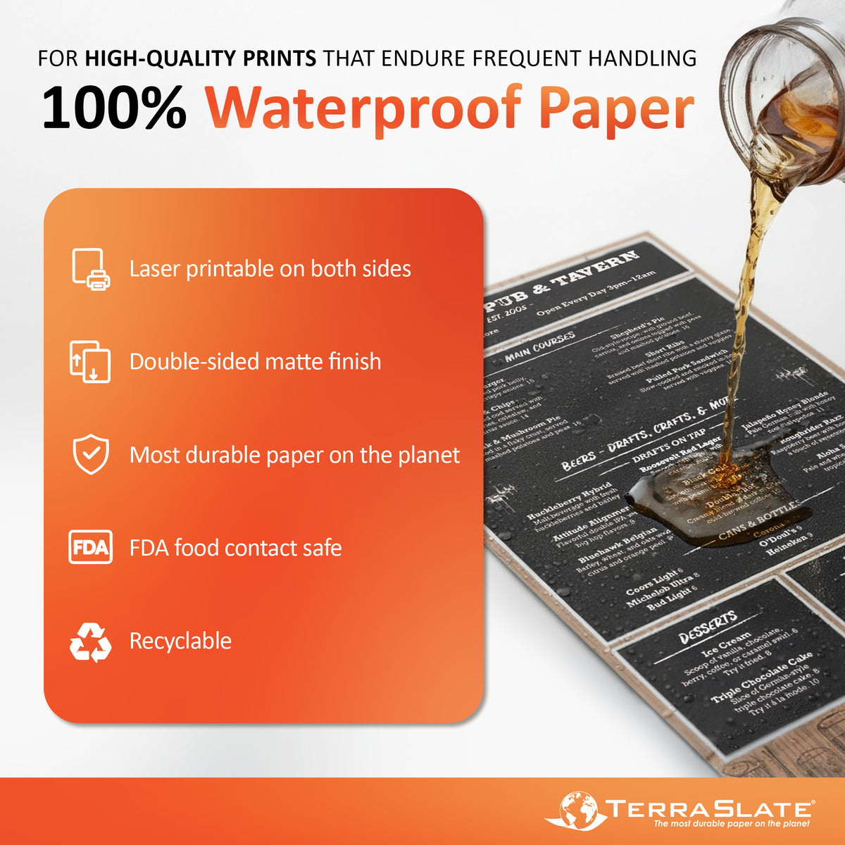 TerraSlate Waterproof Laser Printing Paper