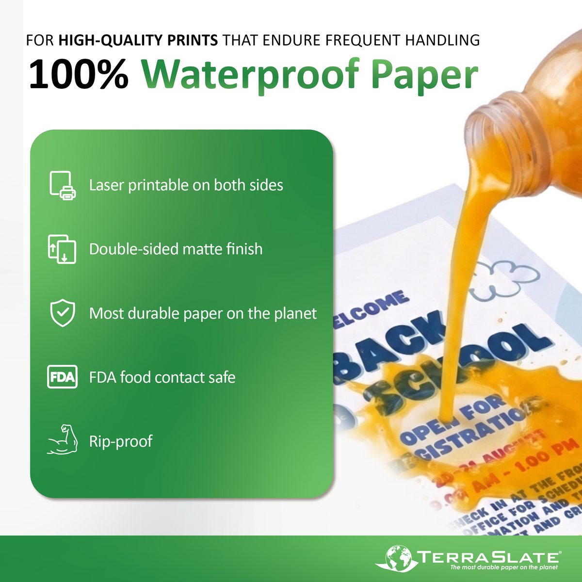 Papel de copia impermeable de 10 mil, tamaño carta de 8,5" x 11"