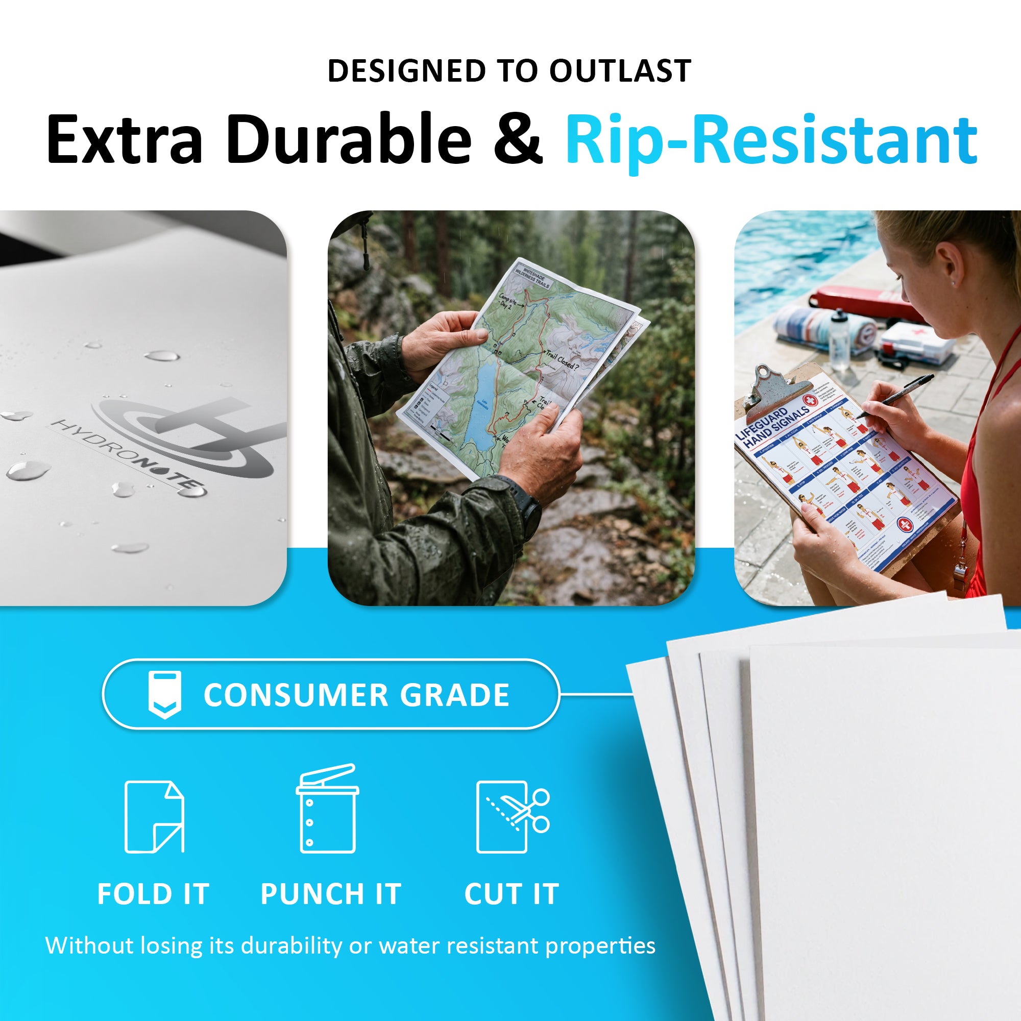 Muestras de papel impermeable Hydronote