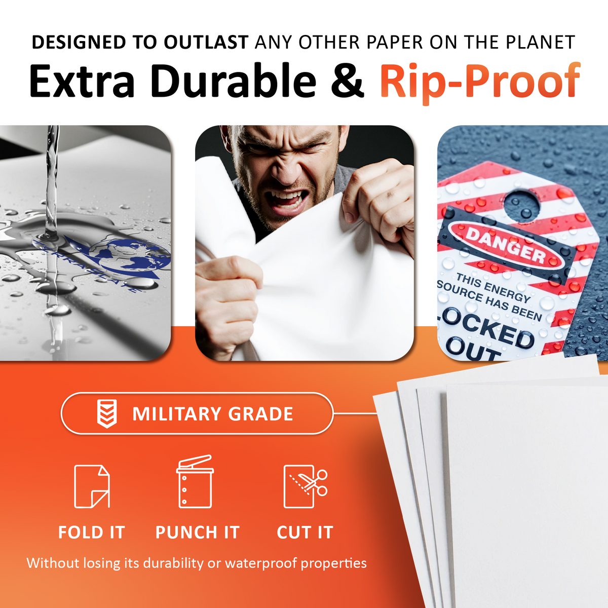 Papel de copia impermeable de 8 mil A3 297 x 420 mm