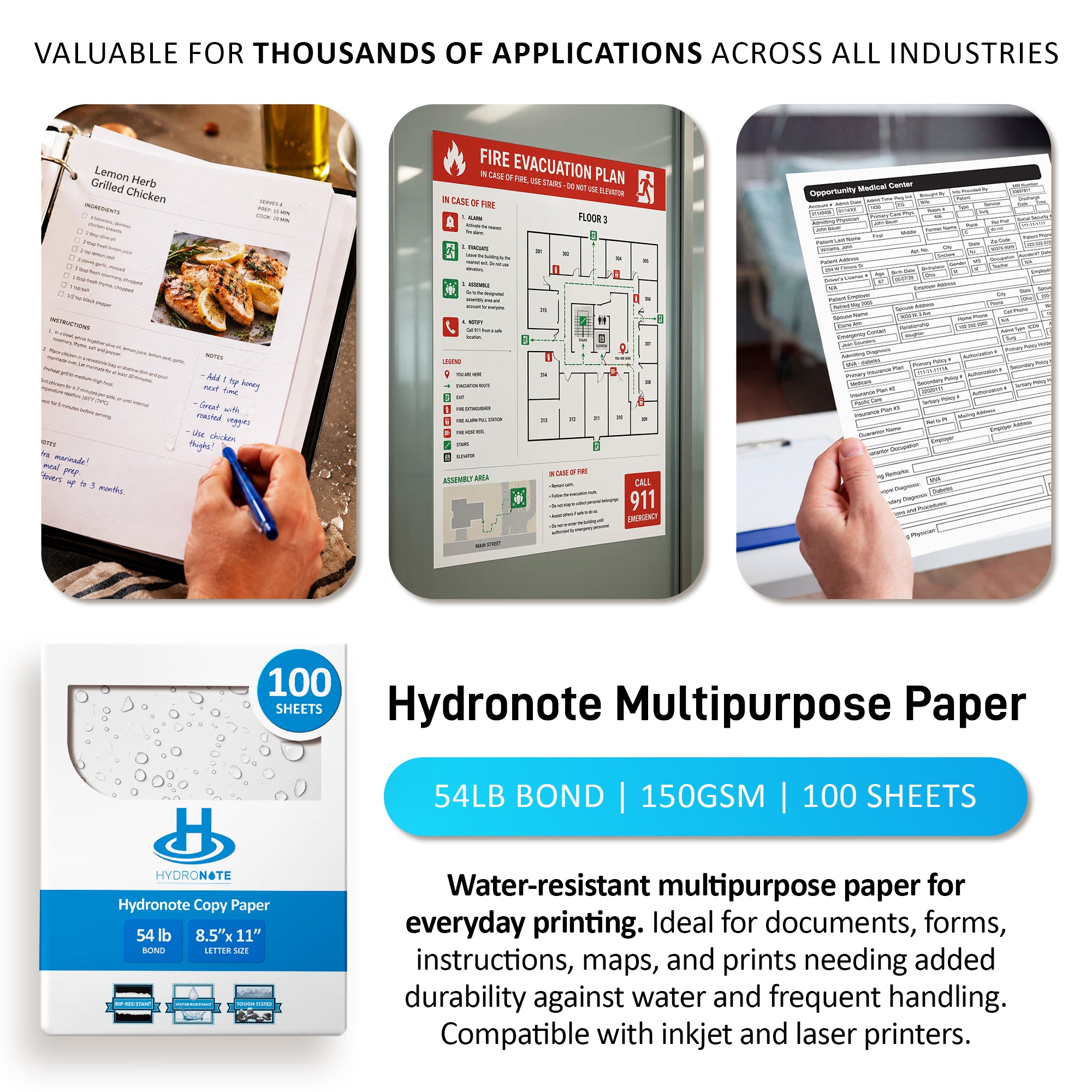 Muestras de papel impermeable Hydronote
