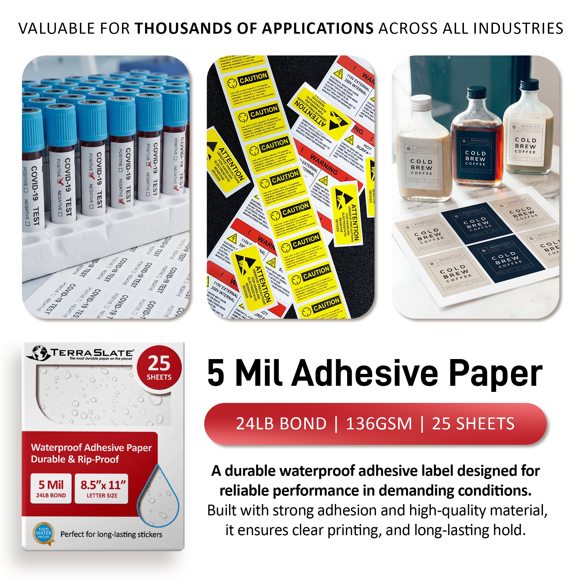 Blank Waterproof Adhesive Labels