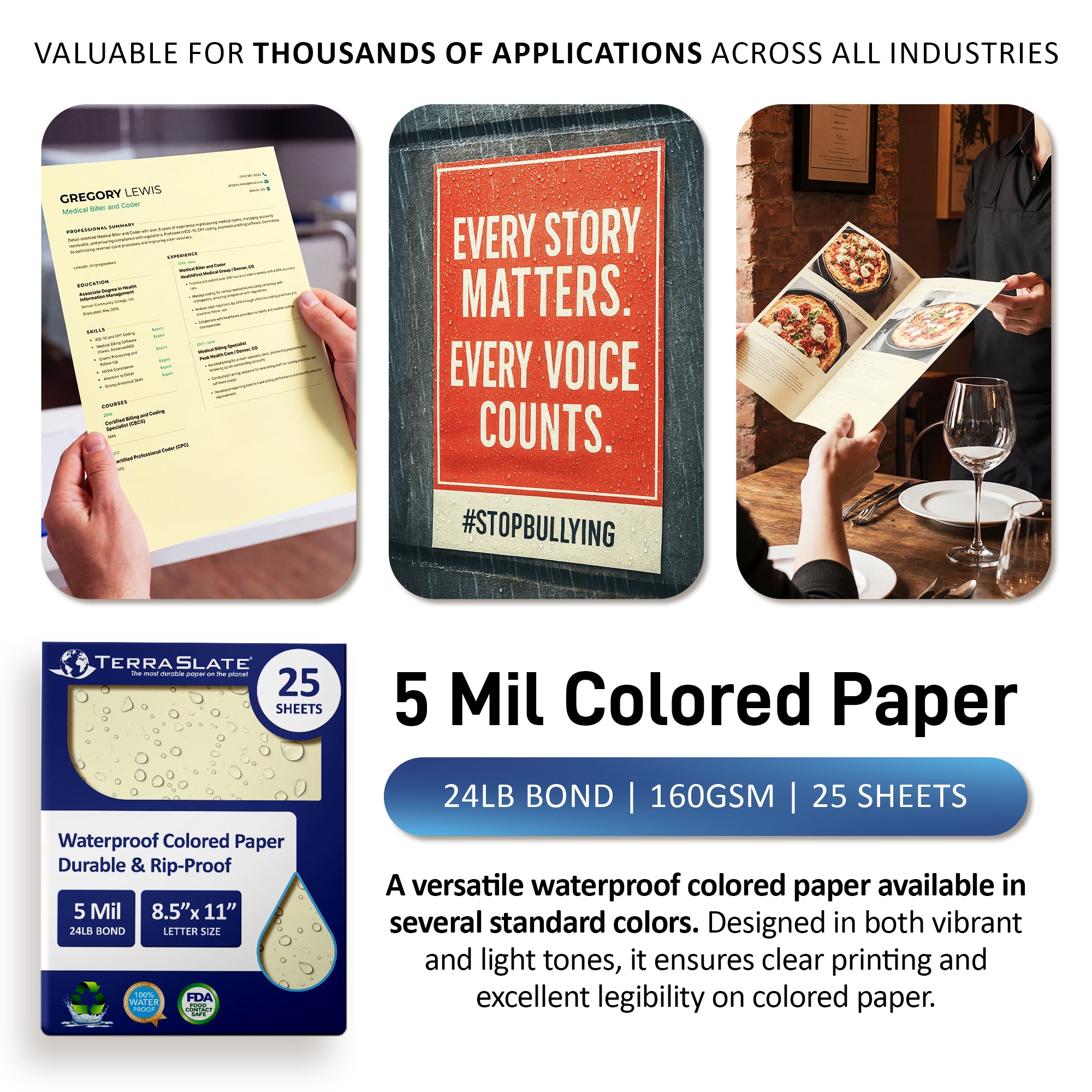 Waterproof Colored Paper!