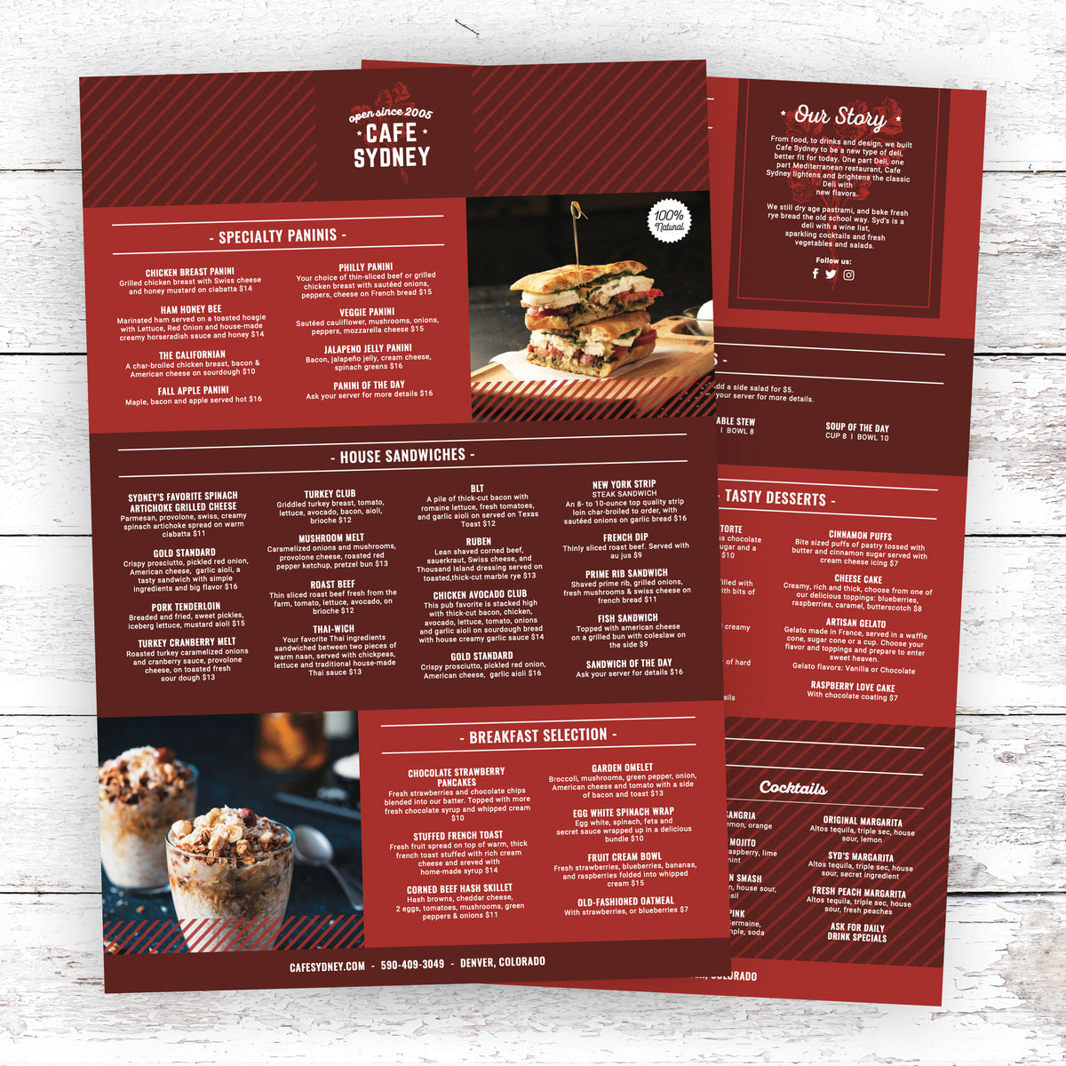 Modèle de menu de café moderne 11" x 17"