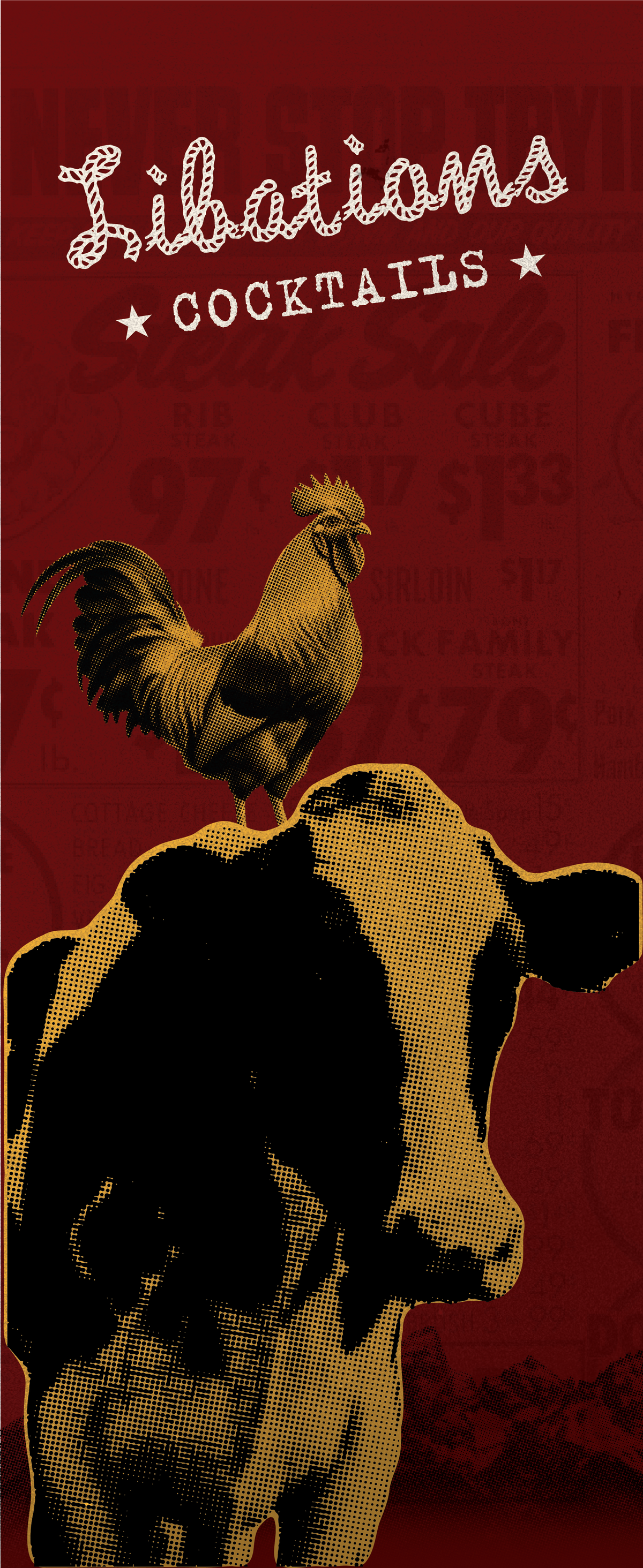 Upscale Western Steakhouse Menu Template - 6" x 15"