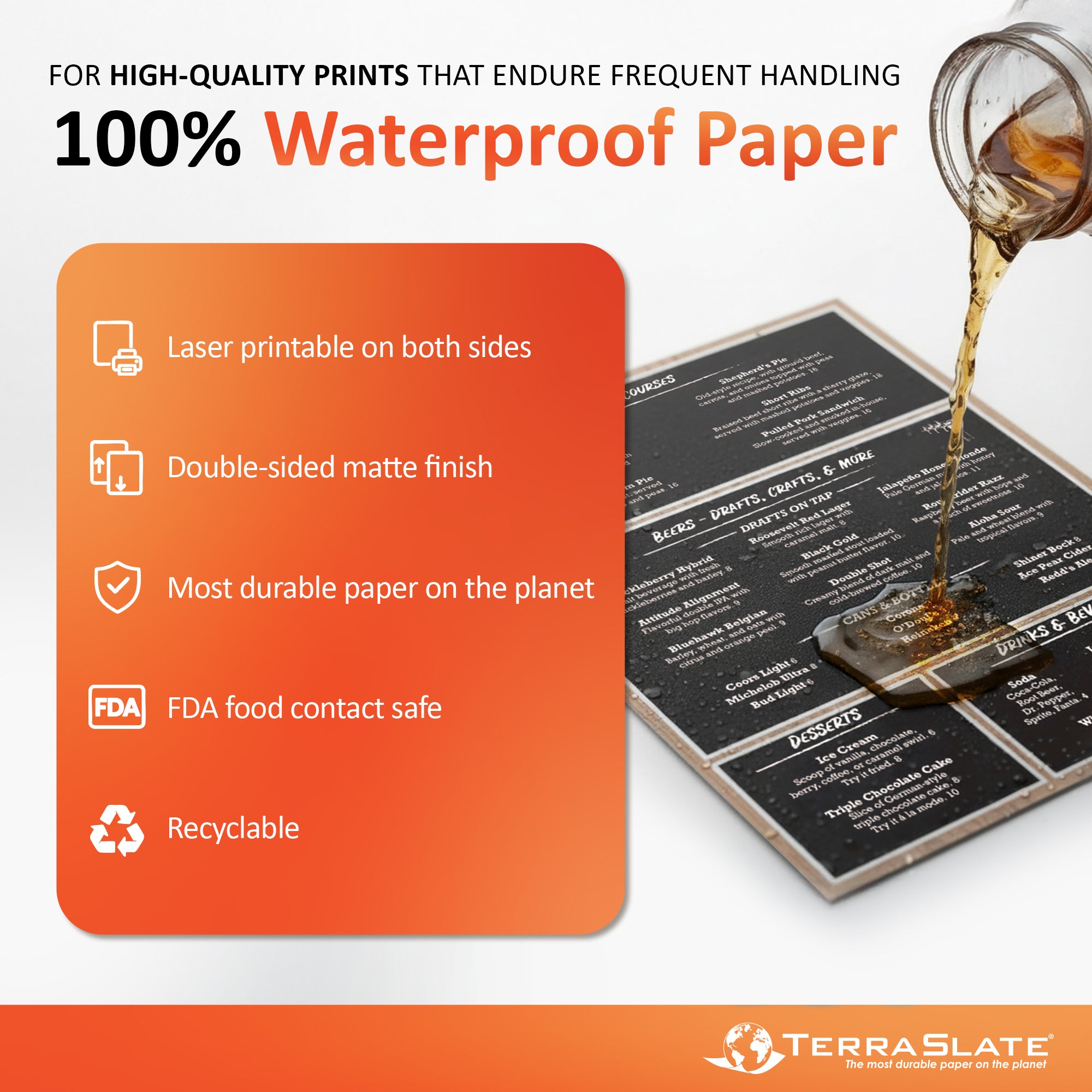 SCUBA Dive Logs | Waterproof Menus | Long Lasting Menus | Table Tents