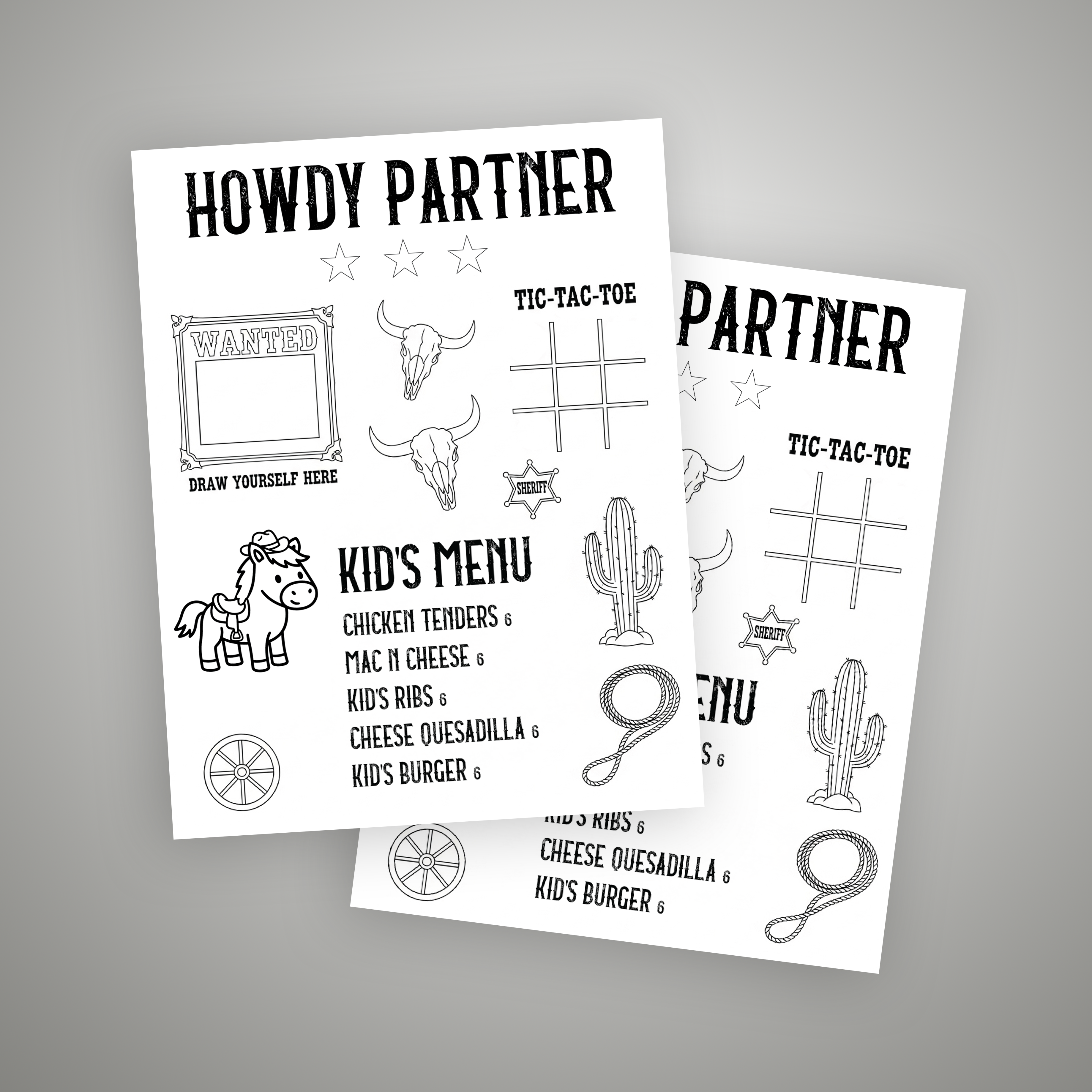 Western Kids Menu Template
