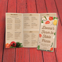 Farm to Table Pizza Menu Template 12" x 18" Tri-Fold