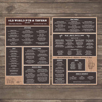 Old World Pub Menu Template 13" x 19"