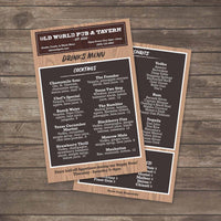 Old World Pub Menu Template 5.5" x 8.5"